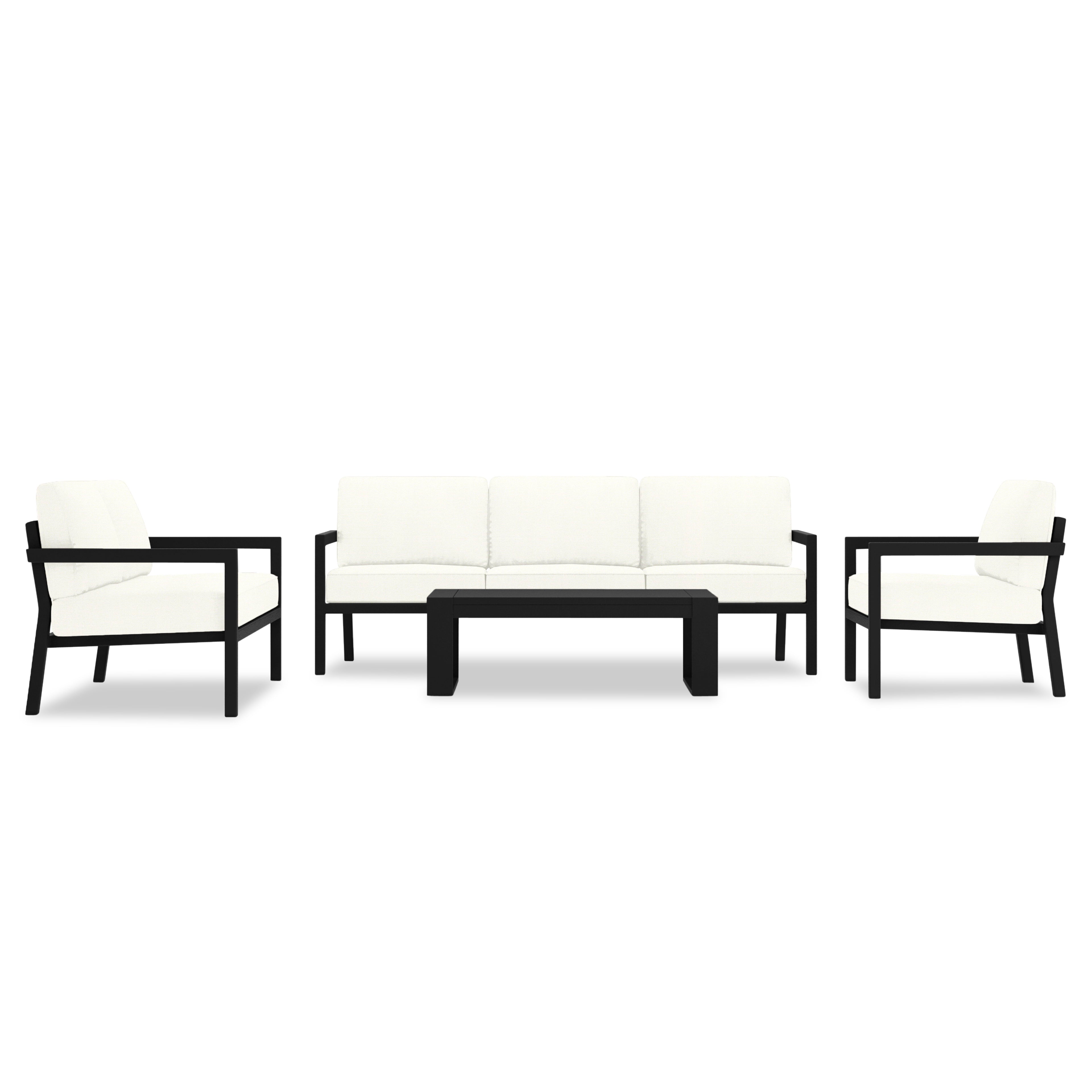 Pacifica 5 Piece Sofa Set#Finish_Black#Fabric_Canvas Natural