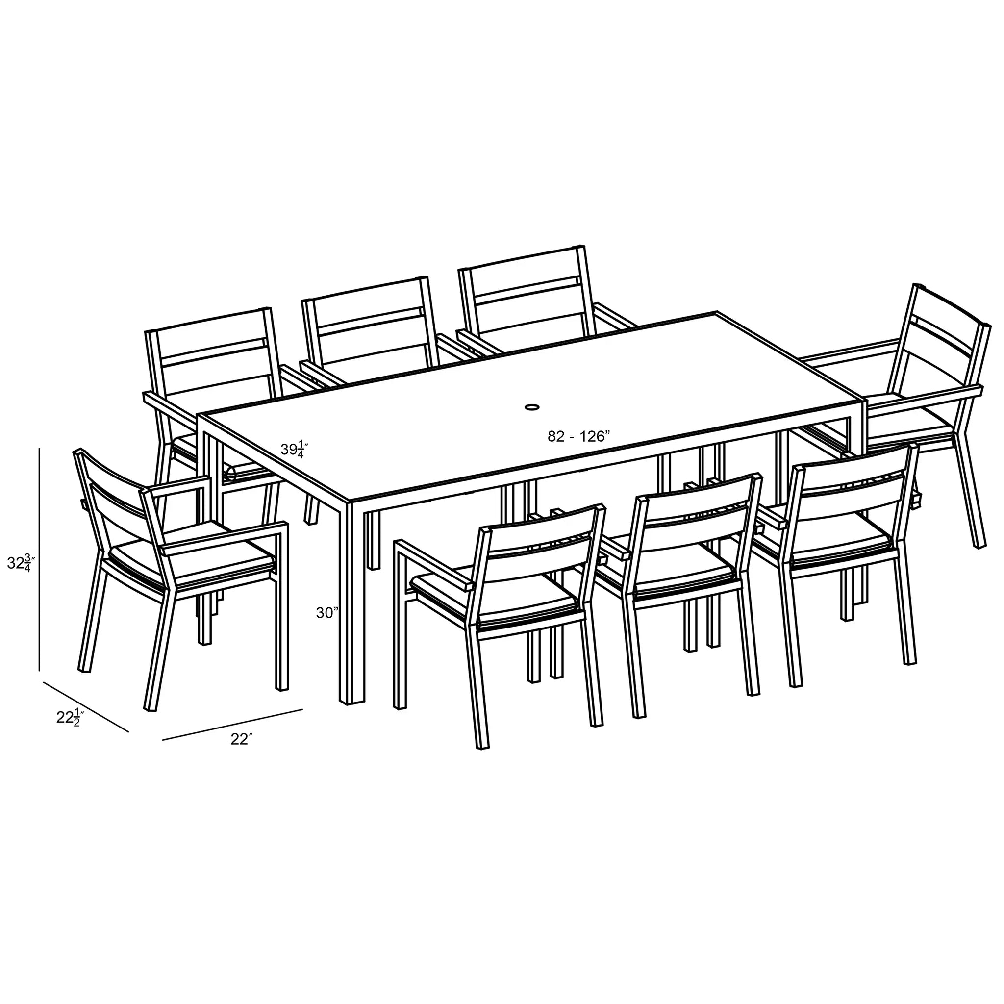 Harmonia Living Pacifica 9 Piece Aluminum Extendable Dining Set - Black 73