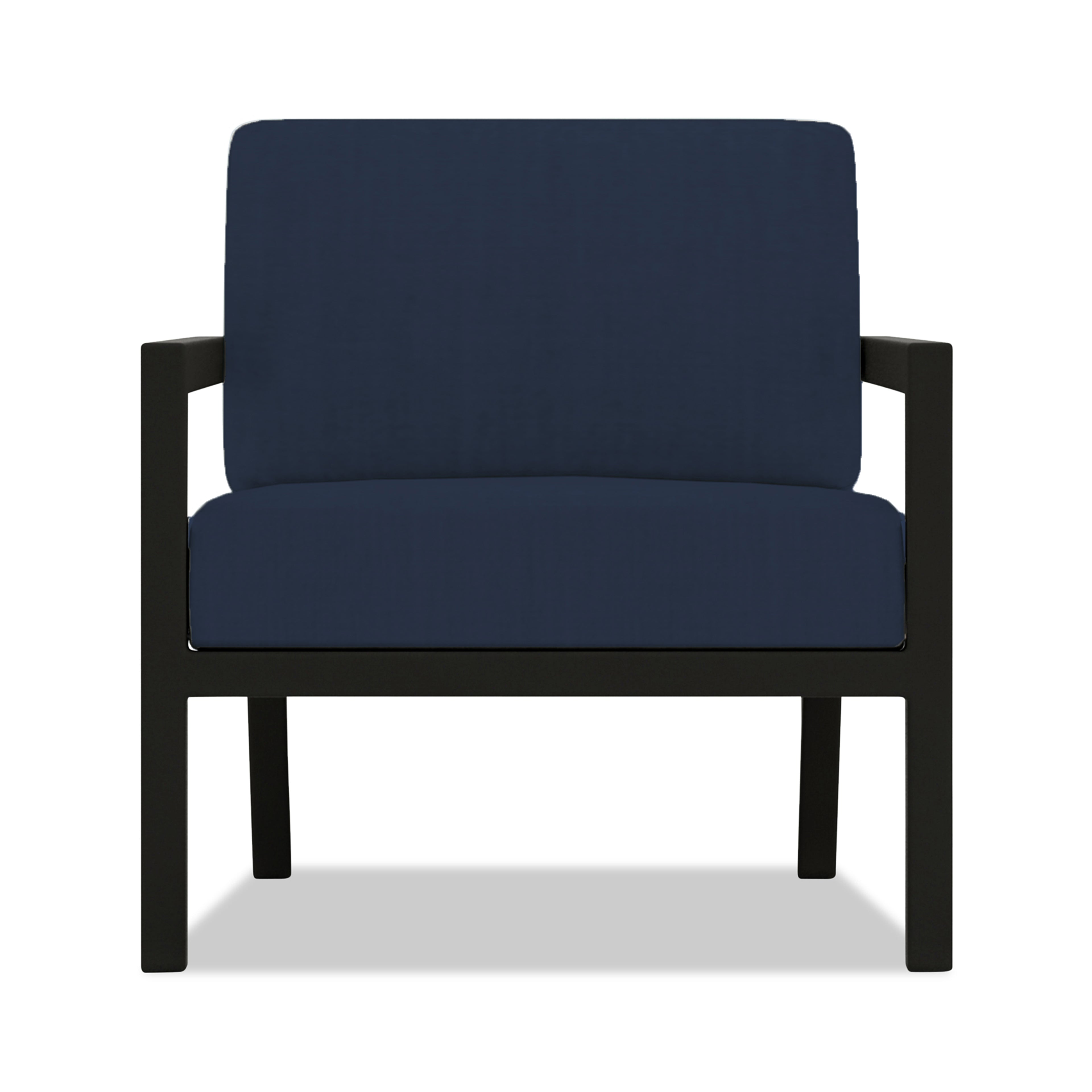 Pacifica Aluminum Club Chair#Finish_Black#Fabric_Spectrum Indigo
