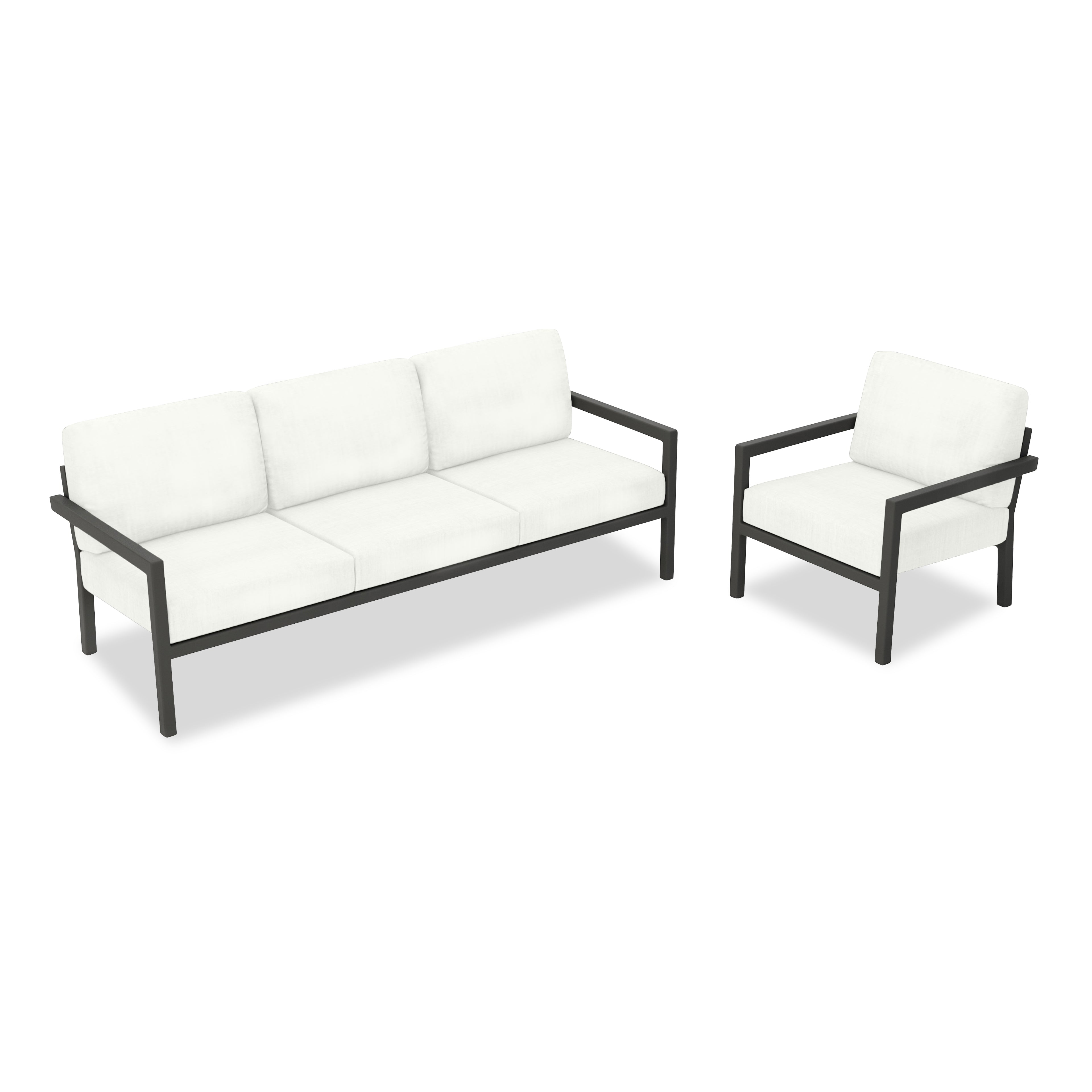 Pacifica 2 Piece Aluminum Sofa Set#Finish_Slate#Fabric_Canvas Natural