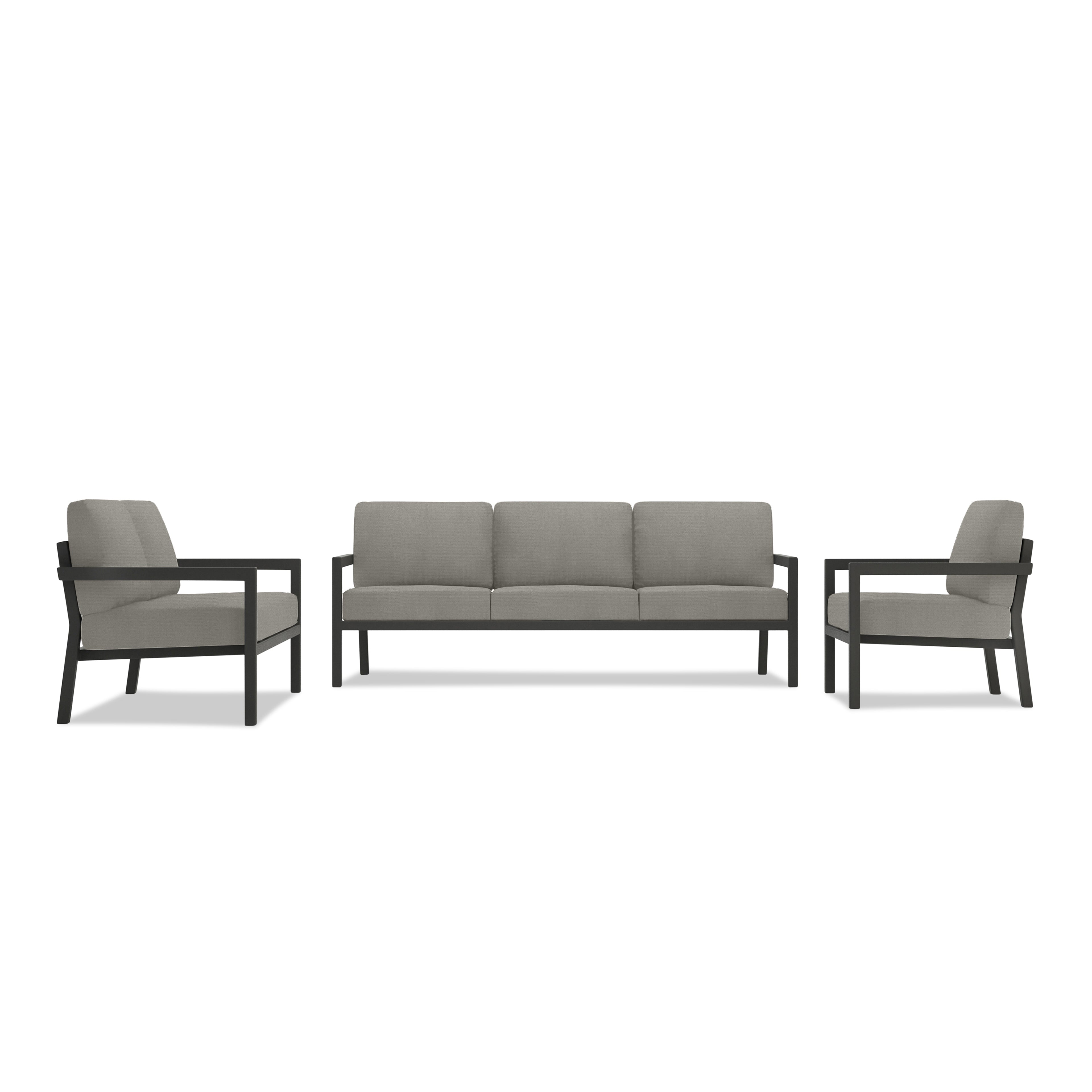 Pacifica 3 Piece Sofa Loveseat Set#Finish_Slate#Fabric_Canvas Charcoal