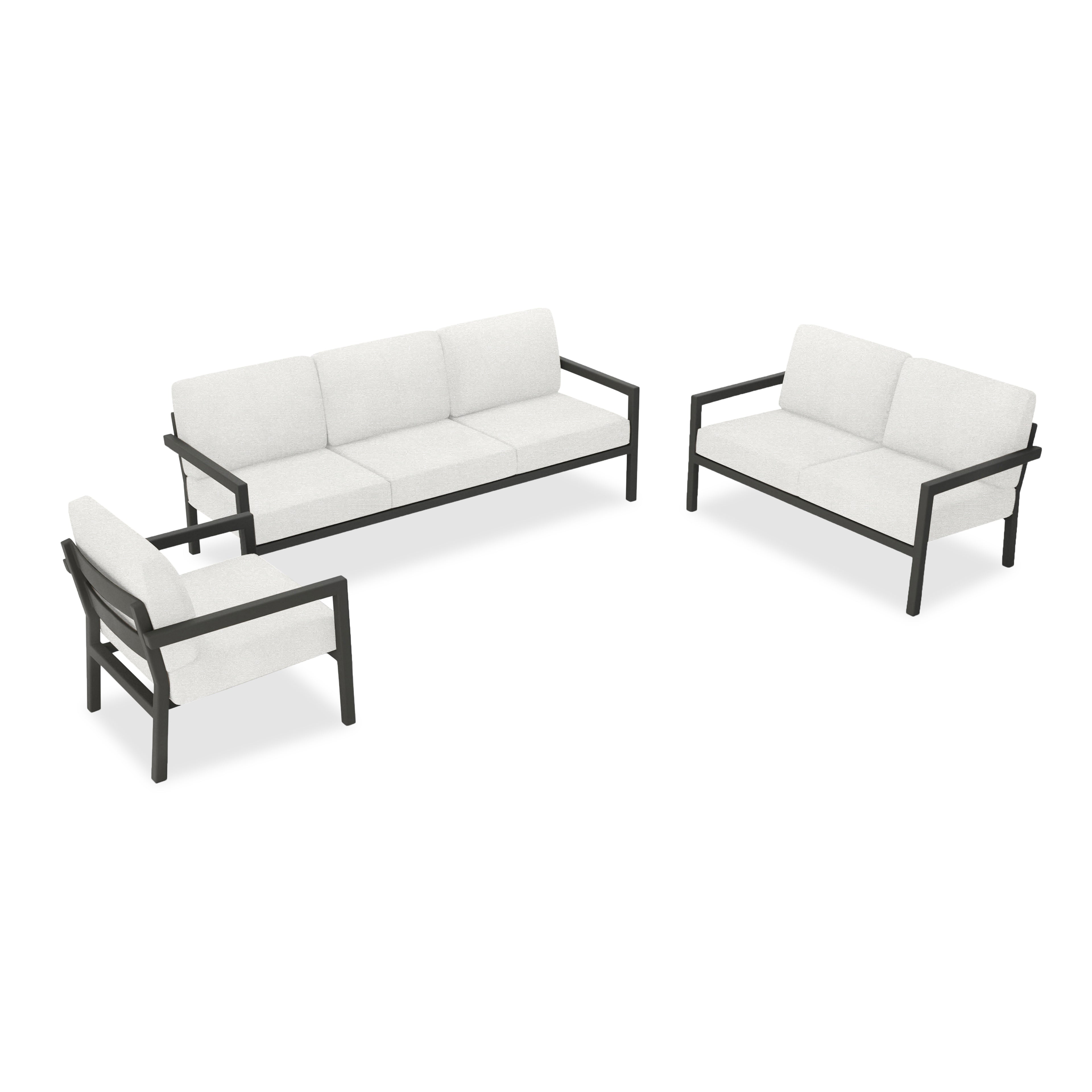 Pacifica 3 Piece Sofa Loveseat Set#Finish_Slate#Fabric_Canvas Natural