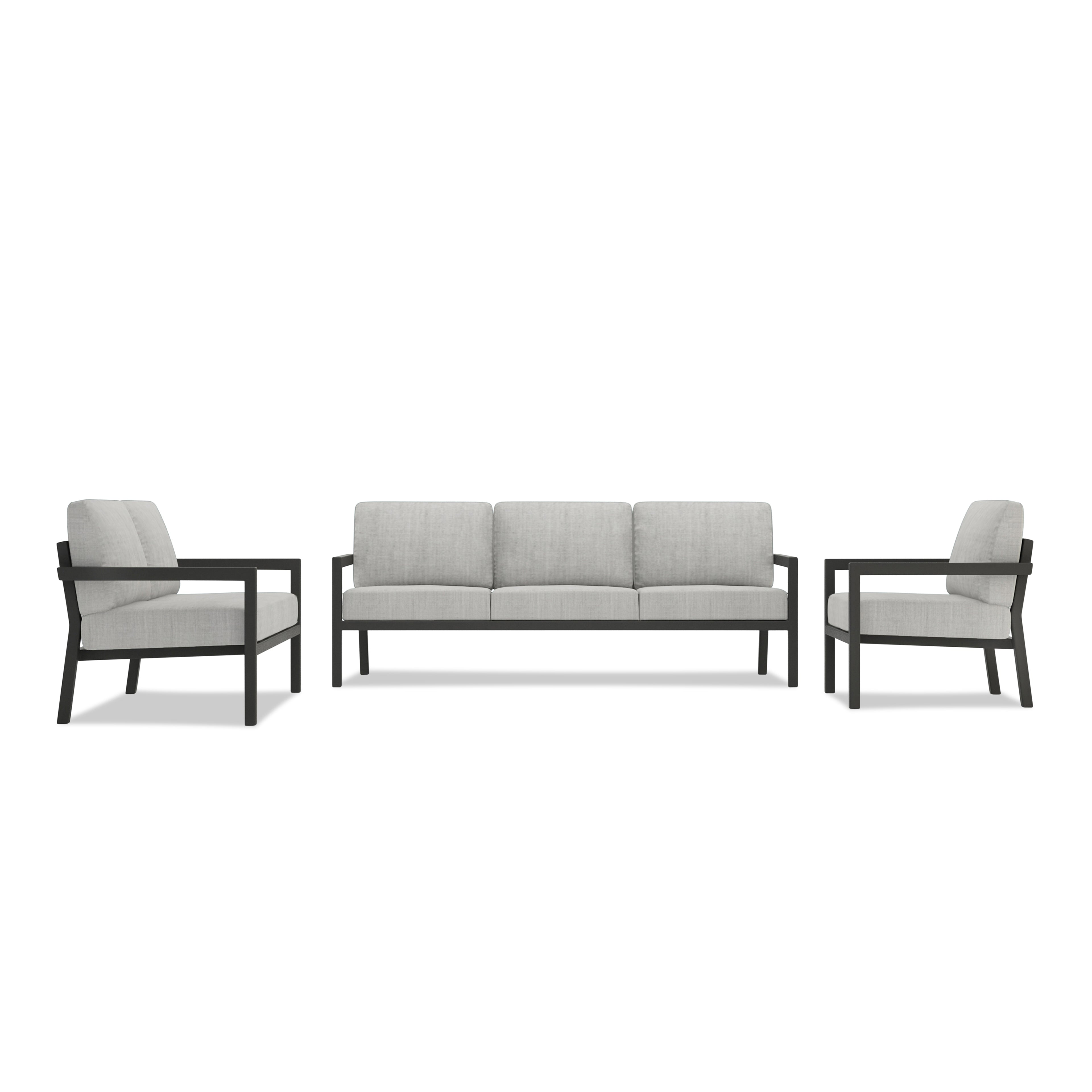 Pacifica 3 Piece Sofa Loveseat Set#Finish_Slate#Fabric_Cast Silver