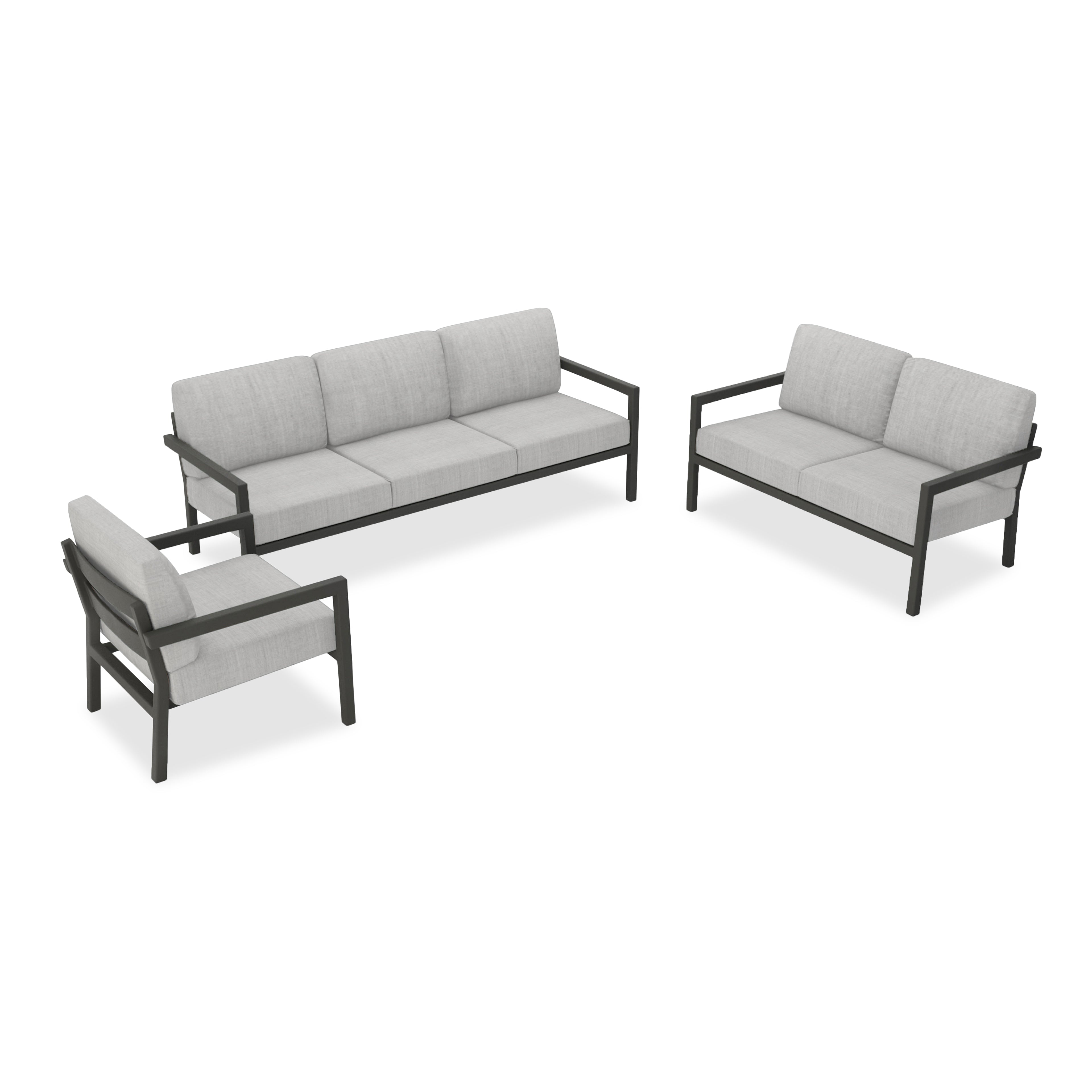 Pacifica 3 Piece Sofa Loveseat Set#Finish_Slate#Fabric_Cast Silver