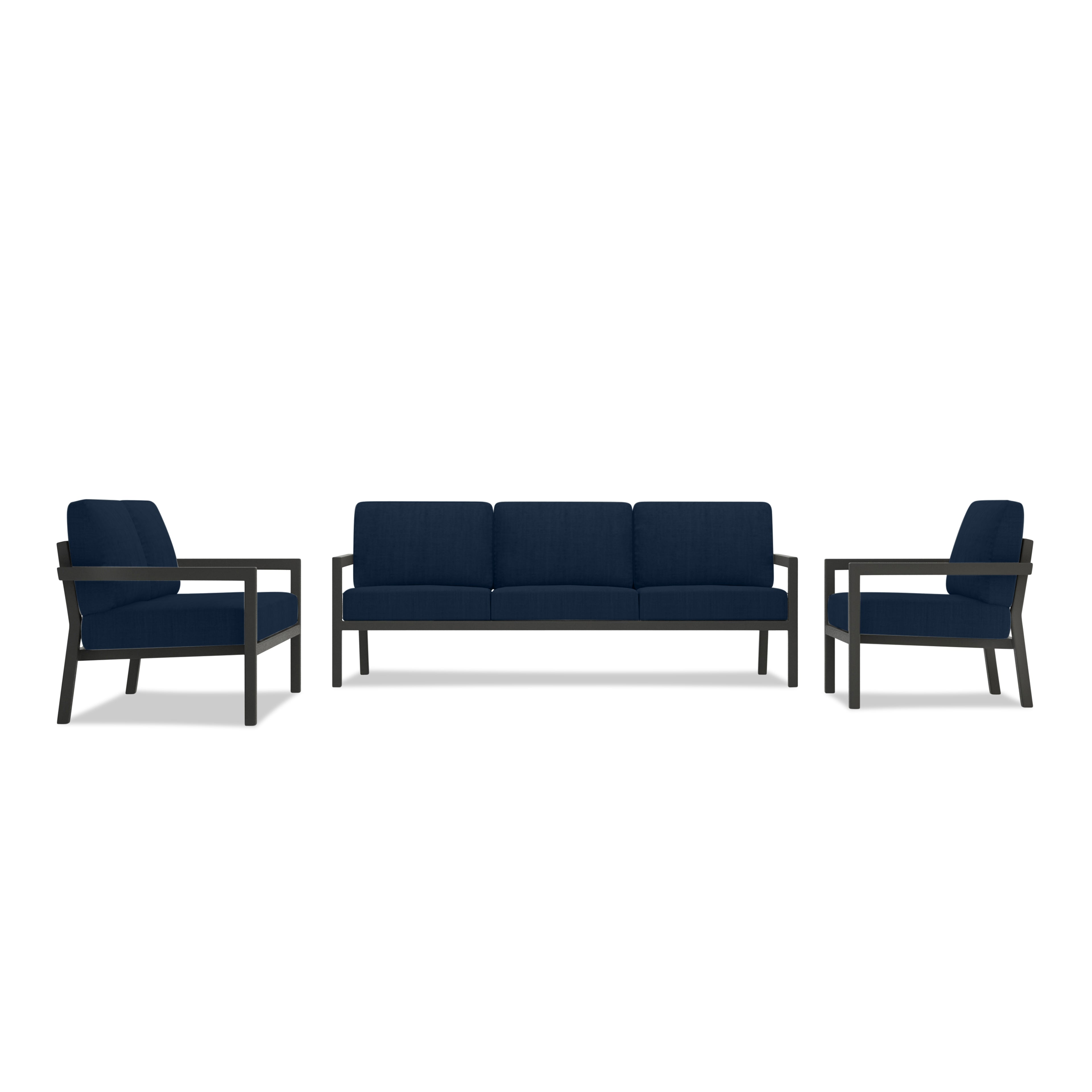 Pacifica 3 Piece Sofa Loveseat Set#Finish_Slate#Fabric_Spectrum Indigo
