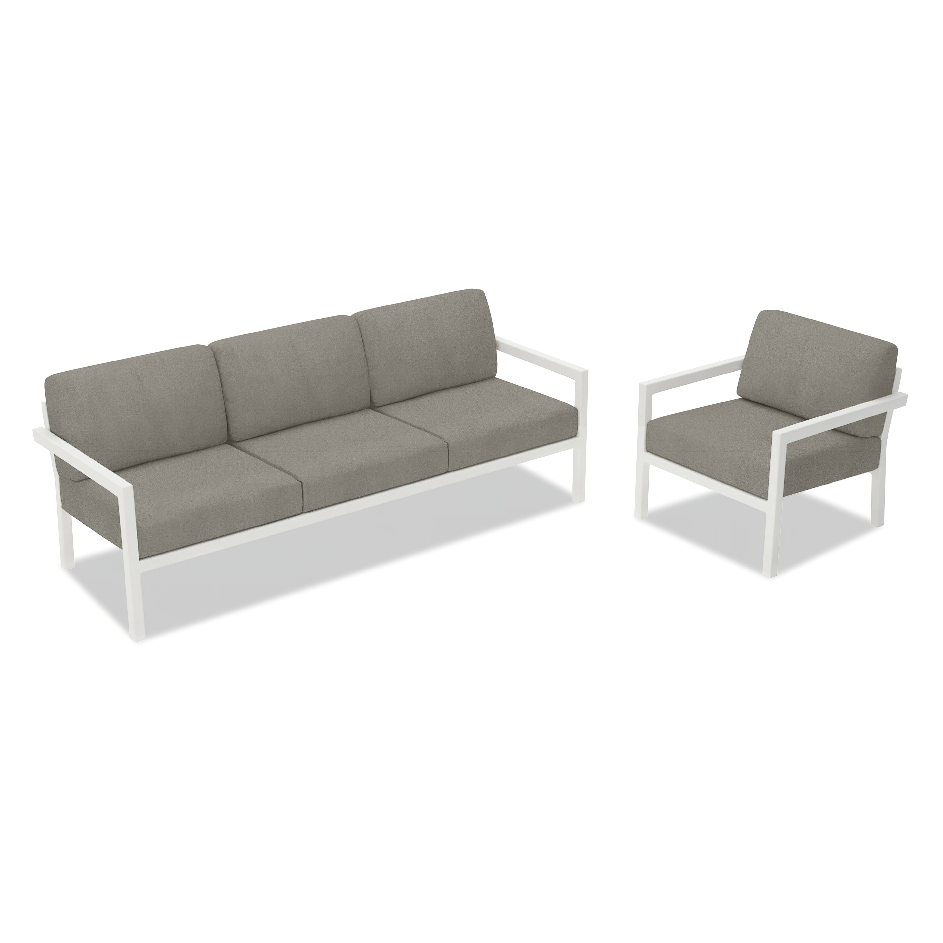 Pacifica 2 Piece Aluminum Sofa Se#Finish_White#Fabric_Canvas Charcoal