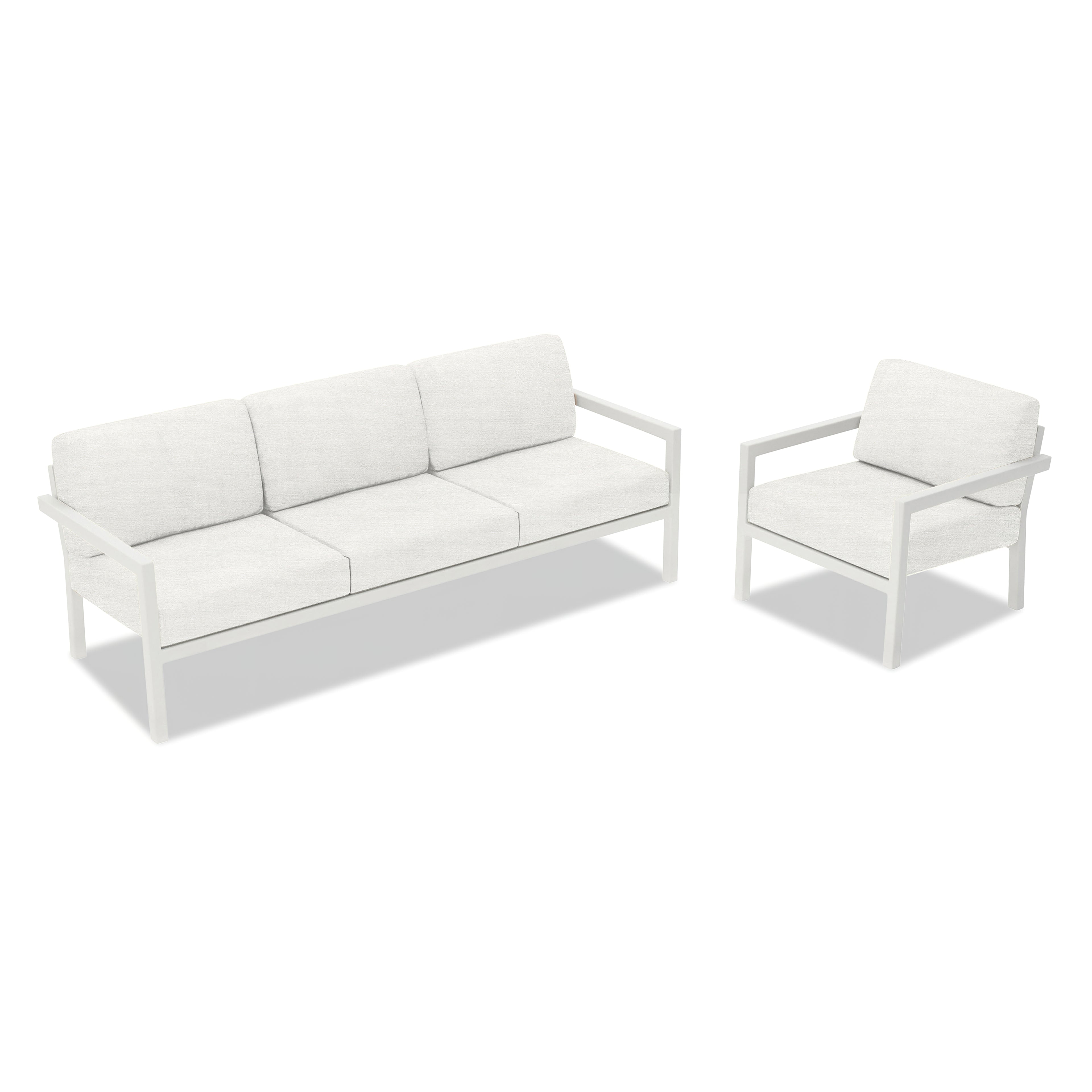Pacifica 2 Piece Aluminum Sofa Set#Finish_White#Fabric_Canvas Natural