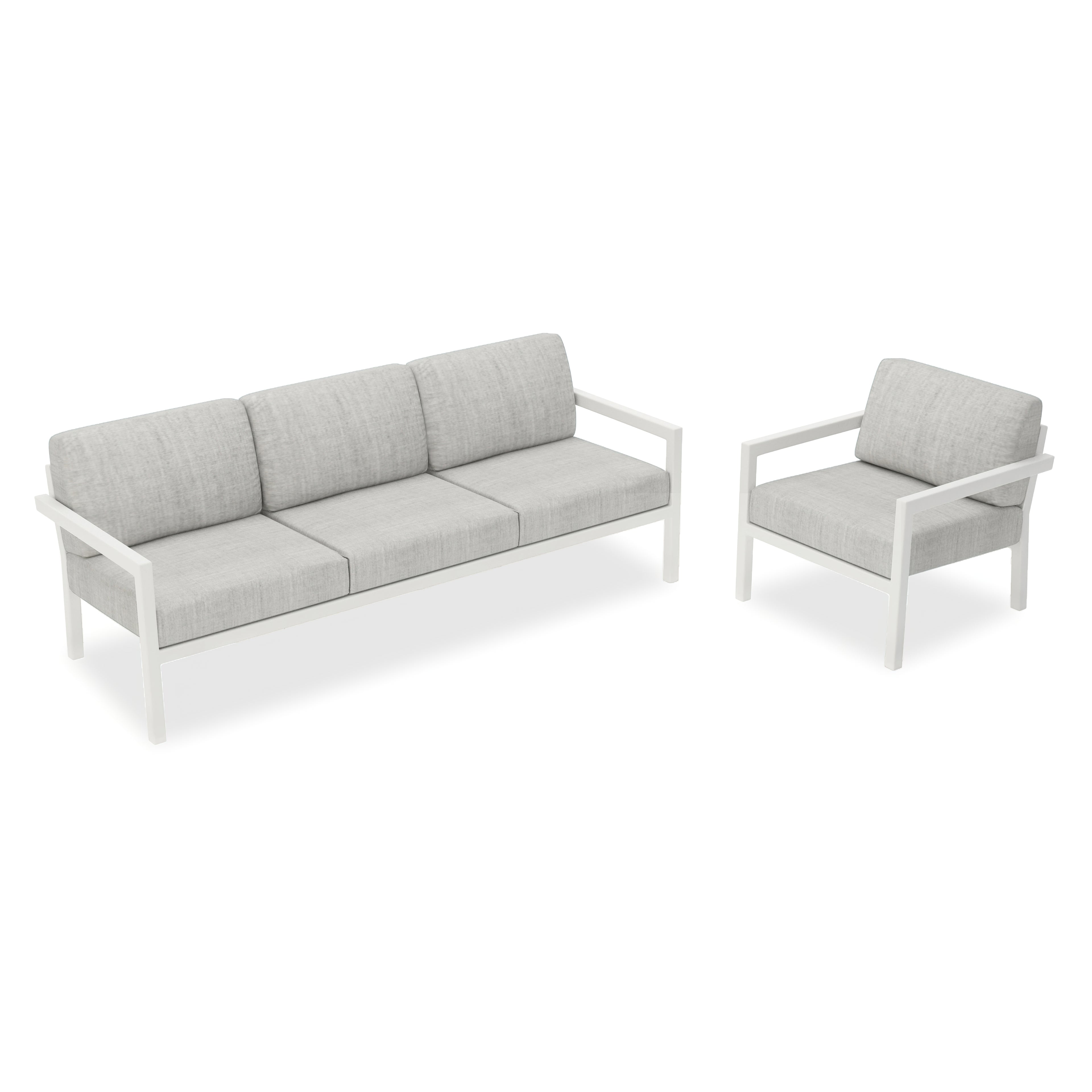 Pacifica 2 Piece Aluminum Sofa Set#Finish_White#Fabric_Cast Silver