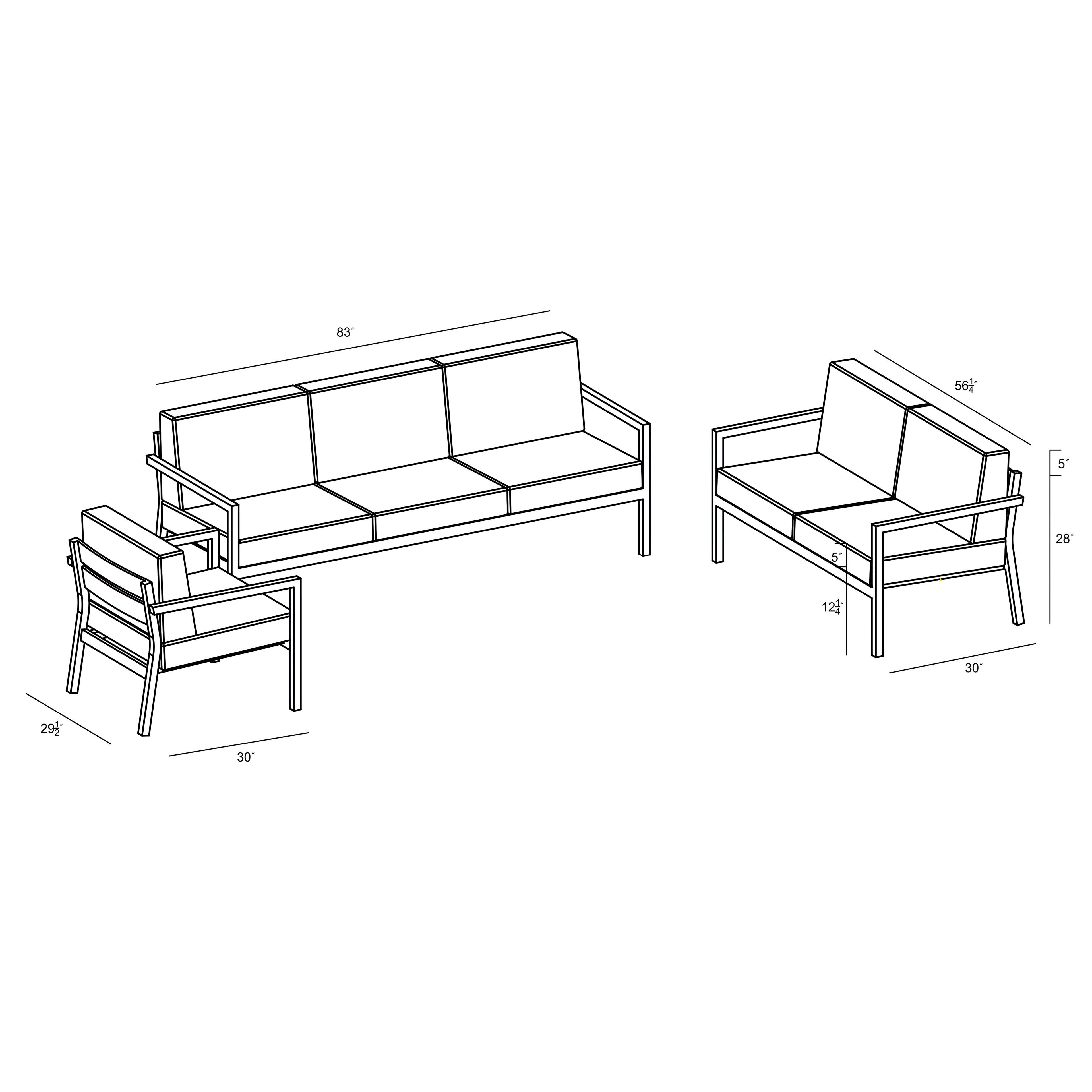 Pacifica 3 Piece Sofa Loveseat Set