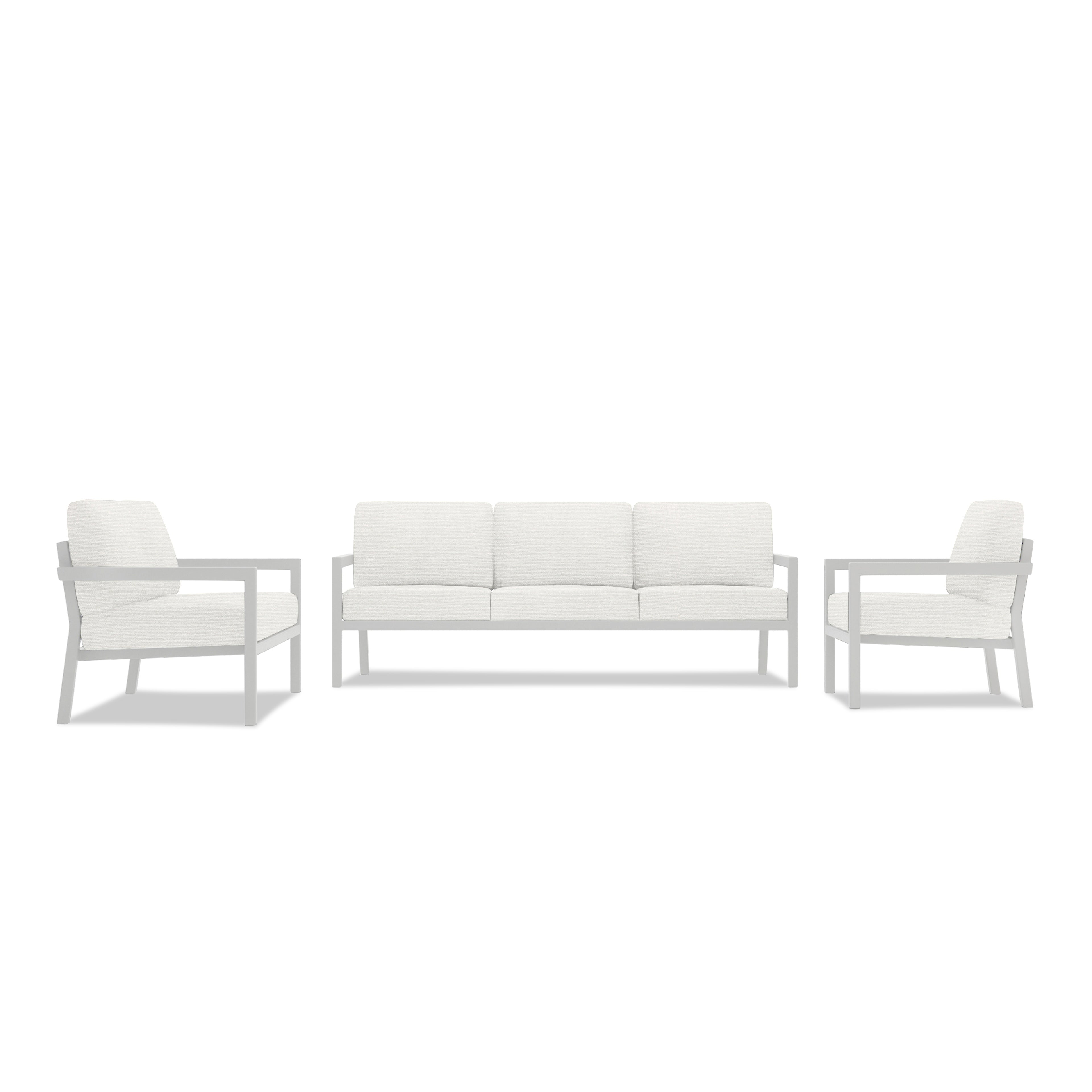 Pacifica 3 Piece Sofa Loveseat Set#Finish_White#Fabric_Canvas Natural