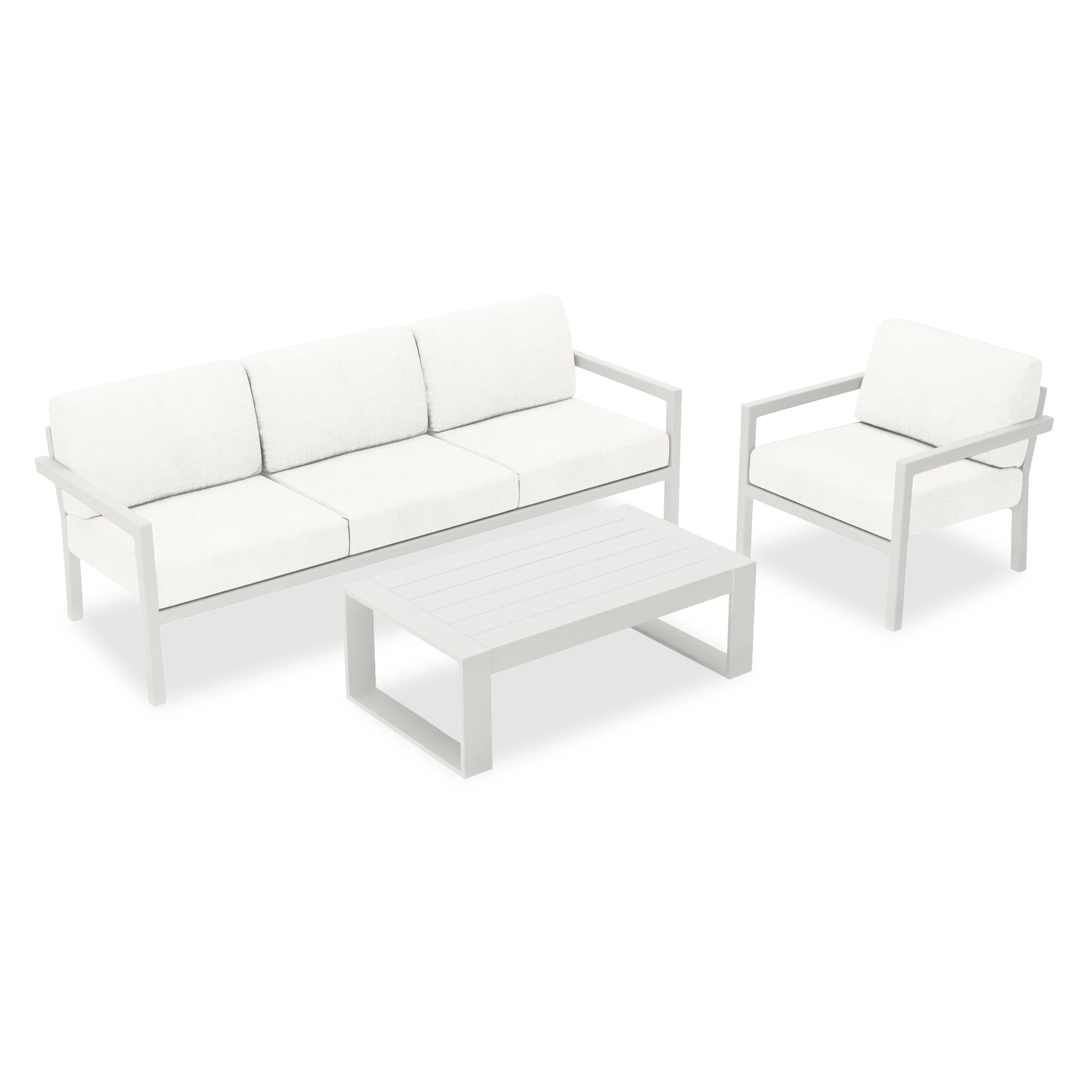 Pacifica 3 Piece Sofa Set#Finish_White#Fabric_Canvas Natural