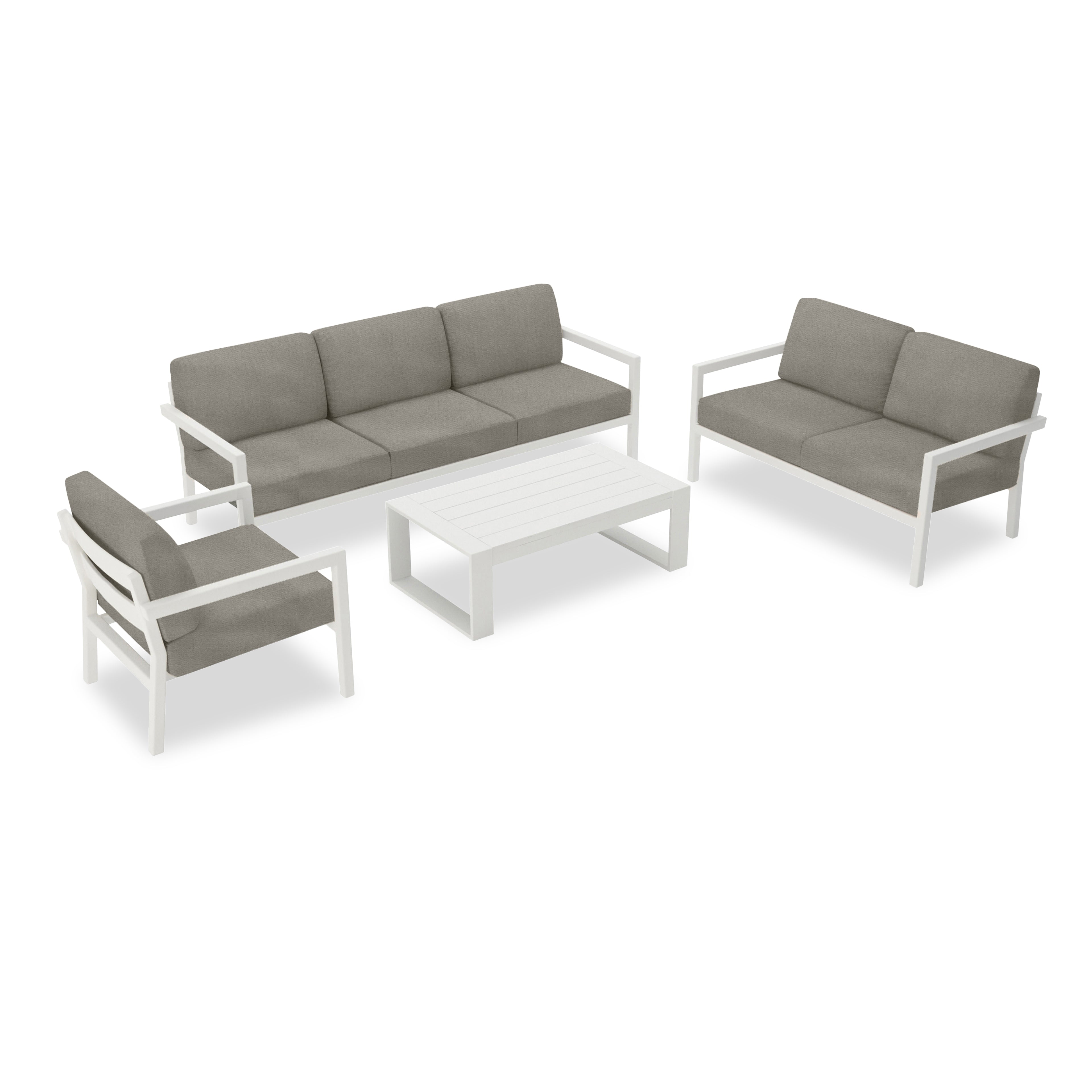 Pacifica 5 Piece Sofa Set#Finish_White#Fabric_Canvas Charcoal
