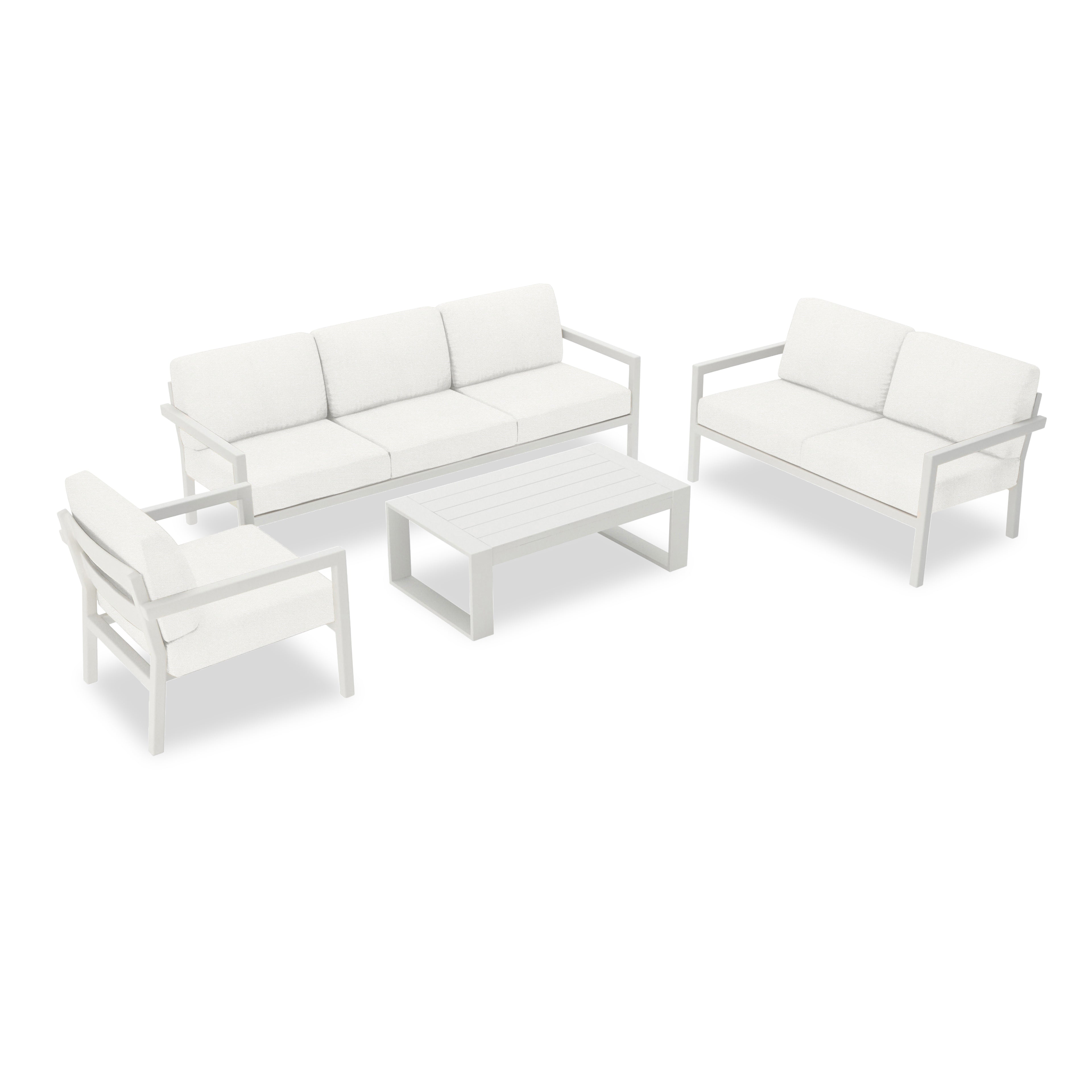 Pacifica 5 Piece Sofa Set#Finish_White#Fabric_Canvas Natural