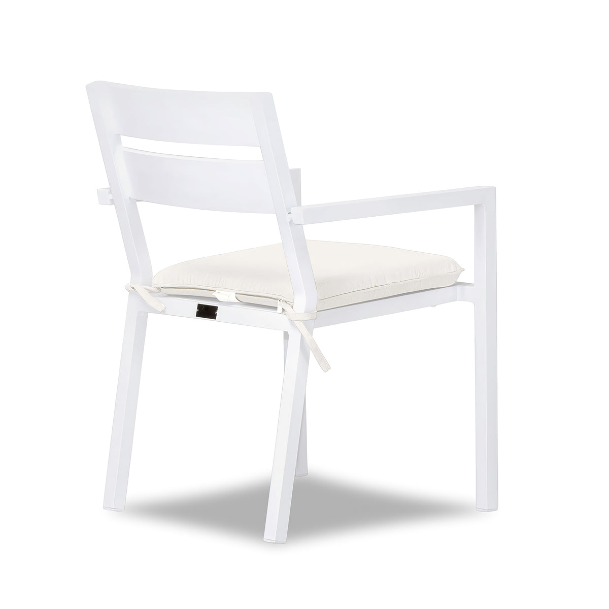 Pacifica Aluminum Dining Arm Chair#Finish_White #Fabric_Canvas Natural