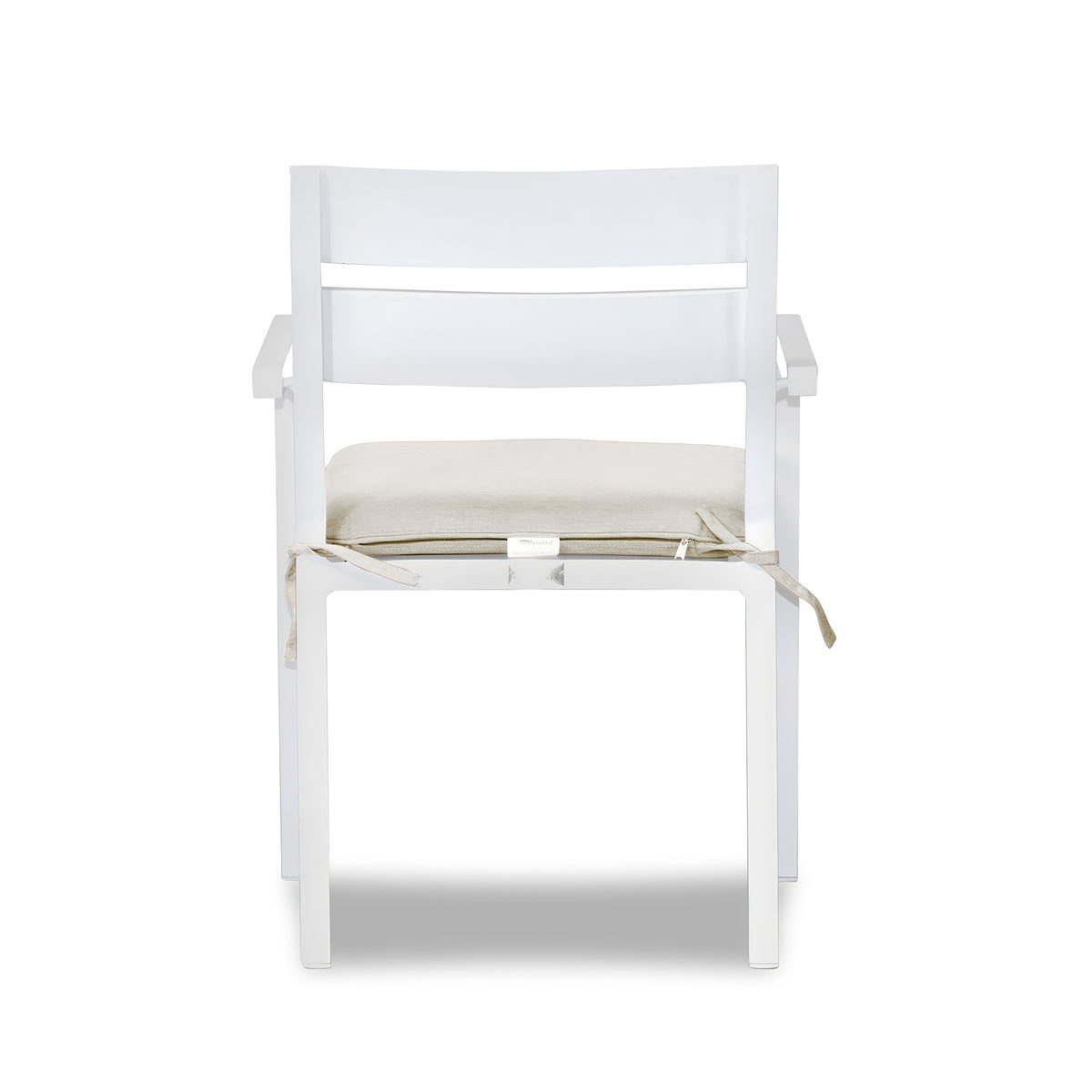 Pacifica Aluminum Dining Arm Chair#Finish_White #Fabric_Canvas Natural
