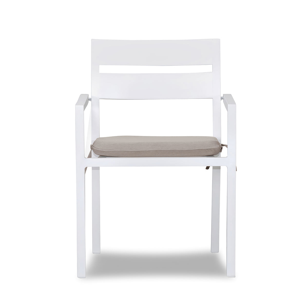 Pacifica Aluminum Dining Arm Chair#Finish_White #Fabric_Cast Silver
