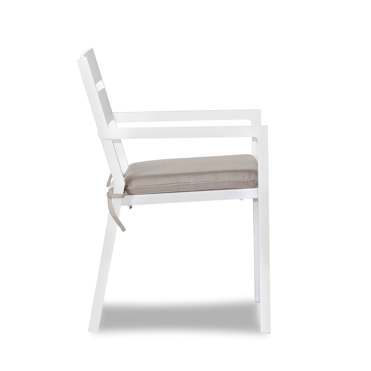 Pacifica Aluminum Dining Arm Chair#Finish_White #Fabric_Cast Silver