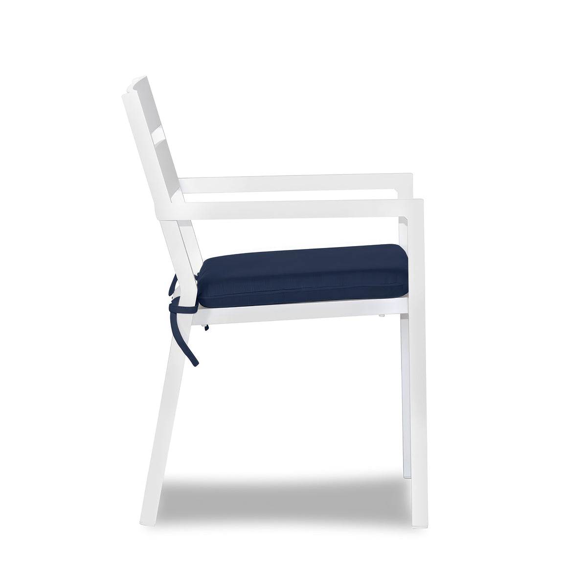 Pacifica Aluminum Dining Arm Chair#Finish_White #Fabric_Spectrum Indigo