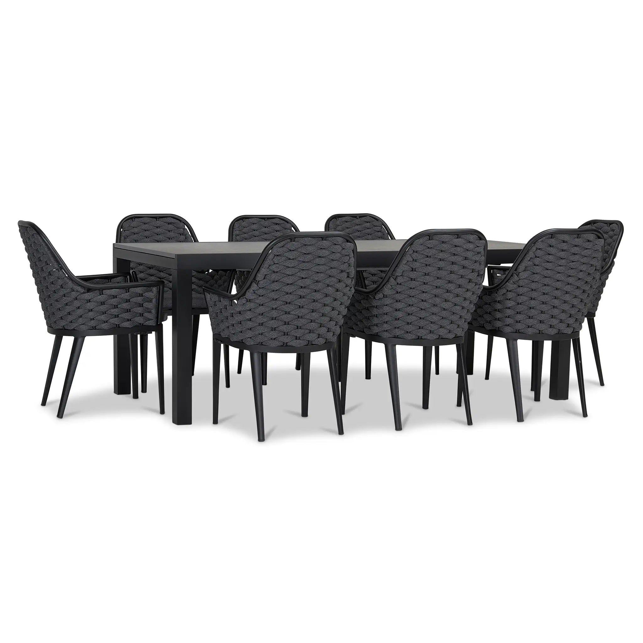 Harmonia Living Parlor 9 Piece Aluminum Extendable Dining Set - Black/Concrete 4