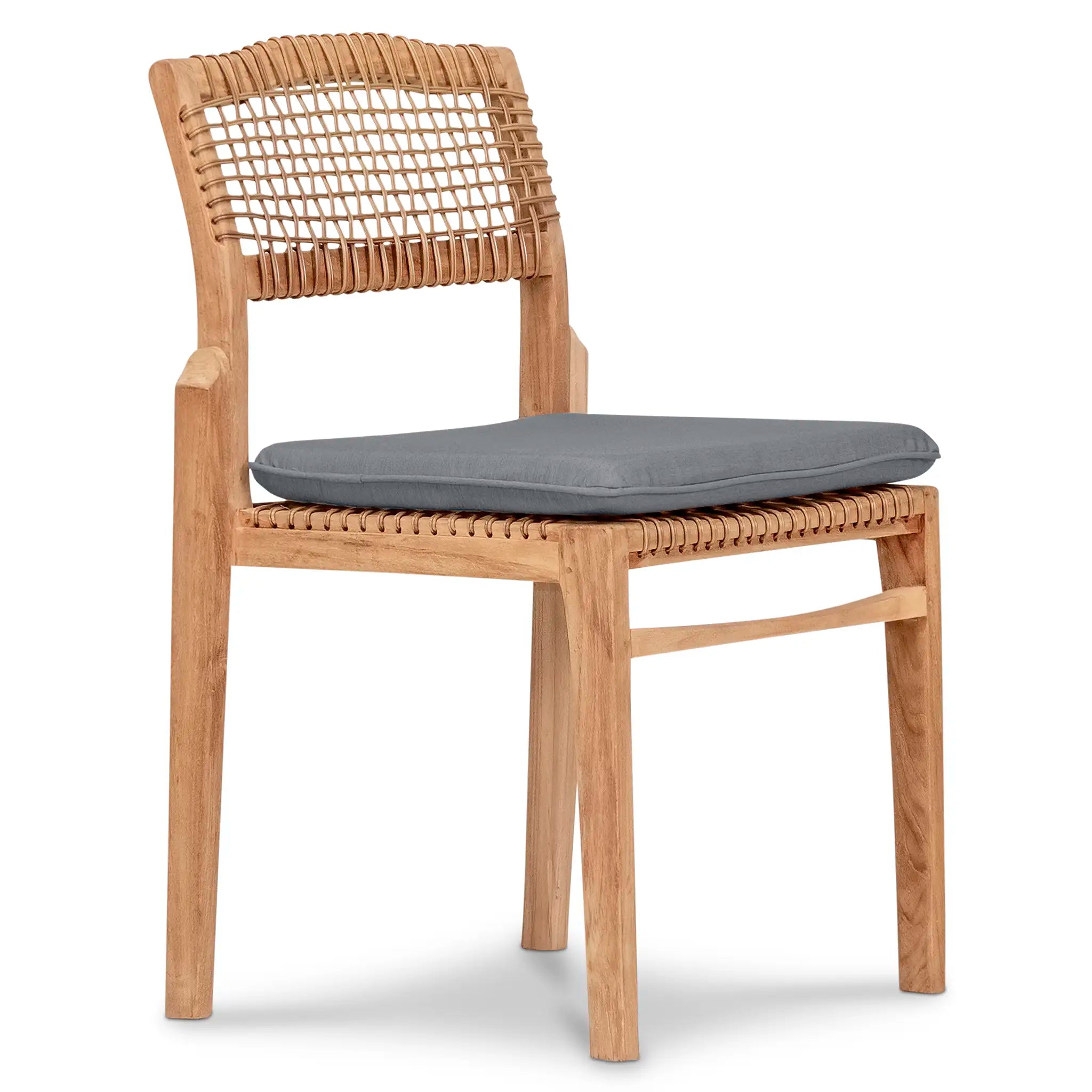 Sands Teak Dining Side Chair#Fabric_Canvas Charcoal