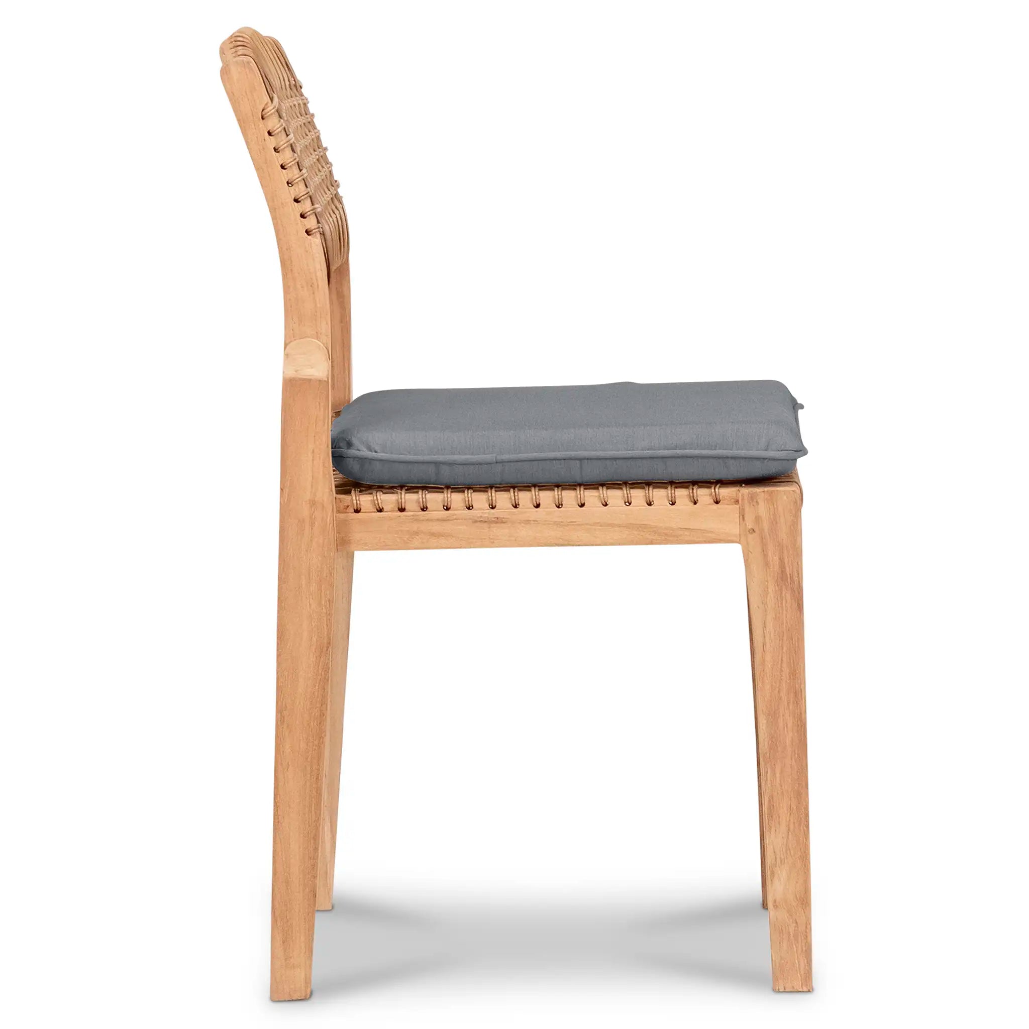 Sands Teak Dining Side Chair#Fabric_Canvas Charcoal