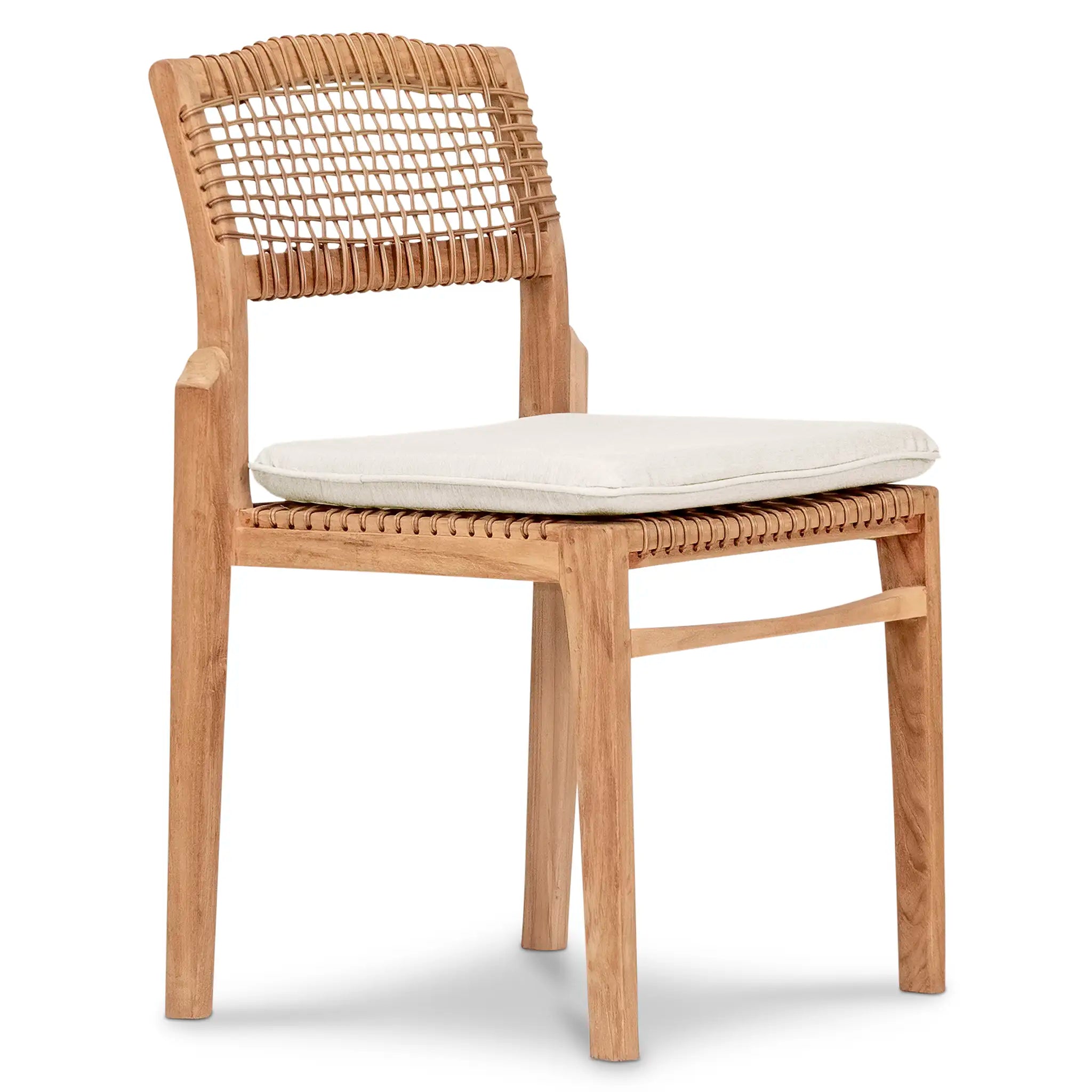 Sands Teak Dining Side Chair#Fabric_Canvas Natural
