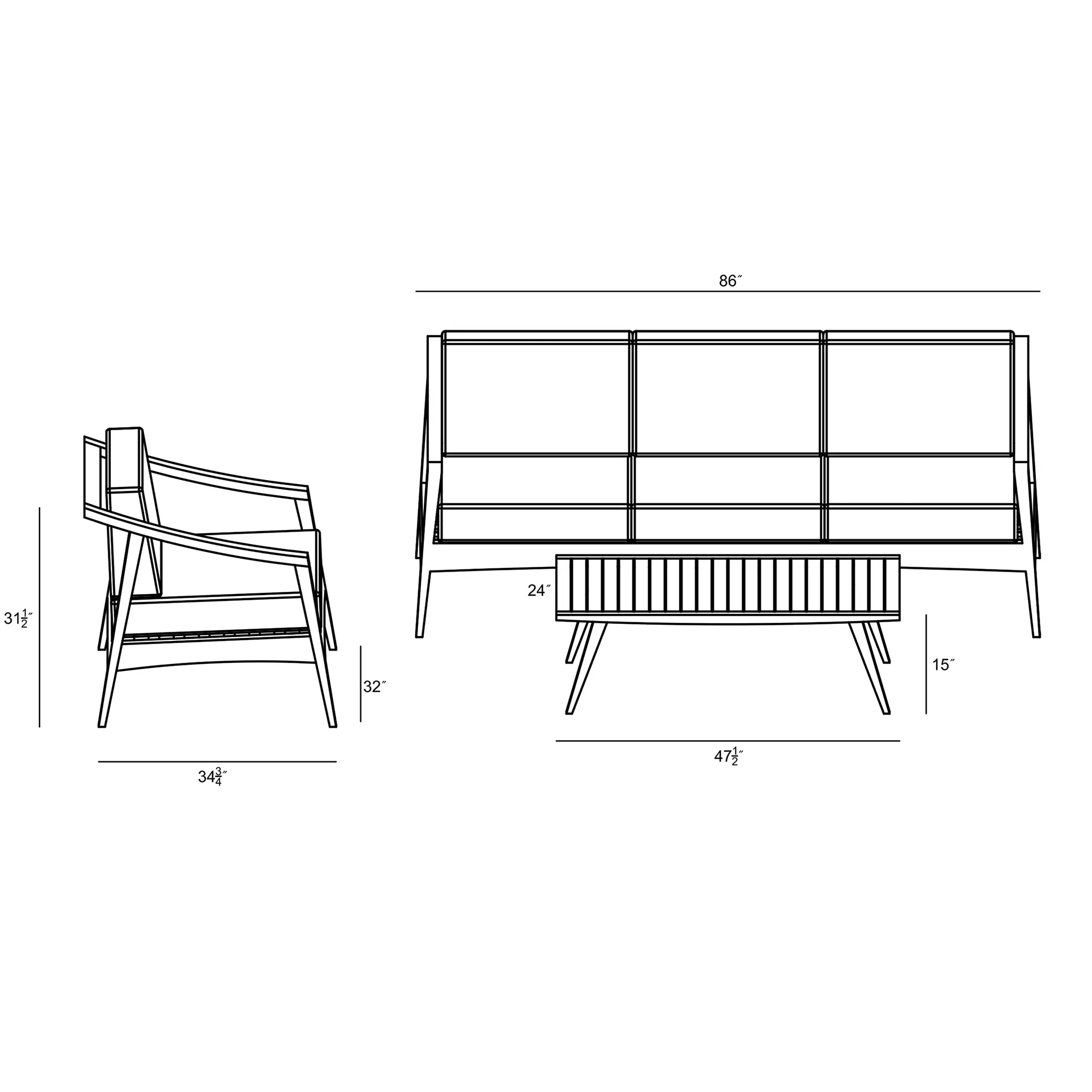 Harmonia Living Tango 3 Piece Sofa Set 50