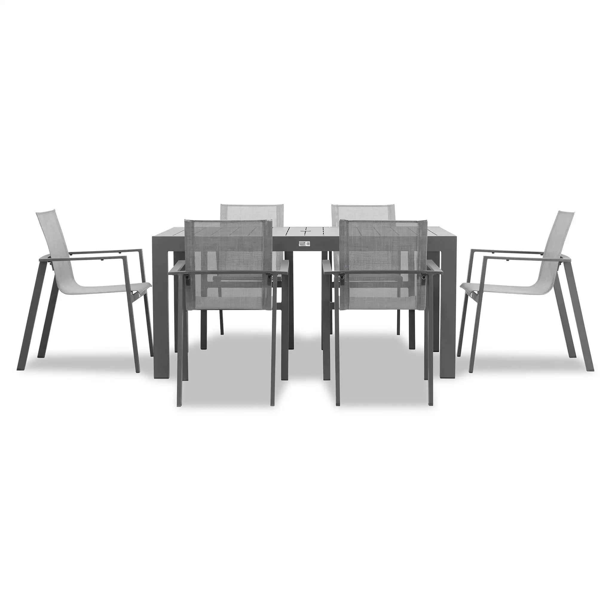Harmonia Living Lift Classic 6 Seat Aluminum Rectangular Dining Set - Slate/Slate 1