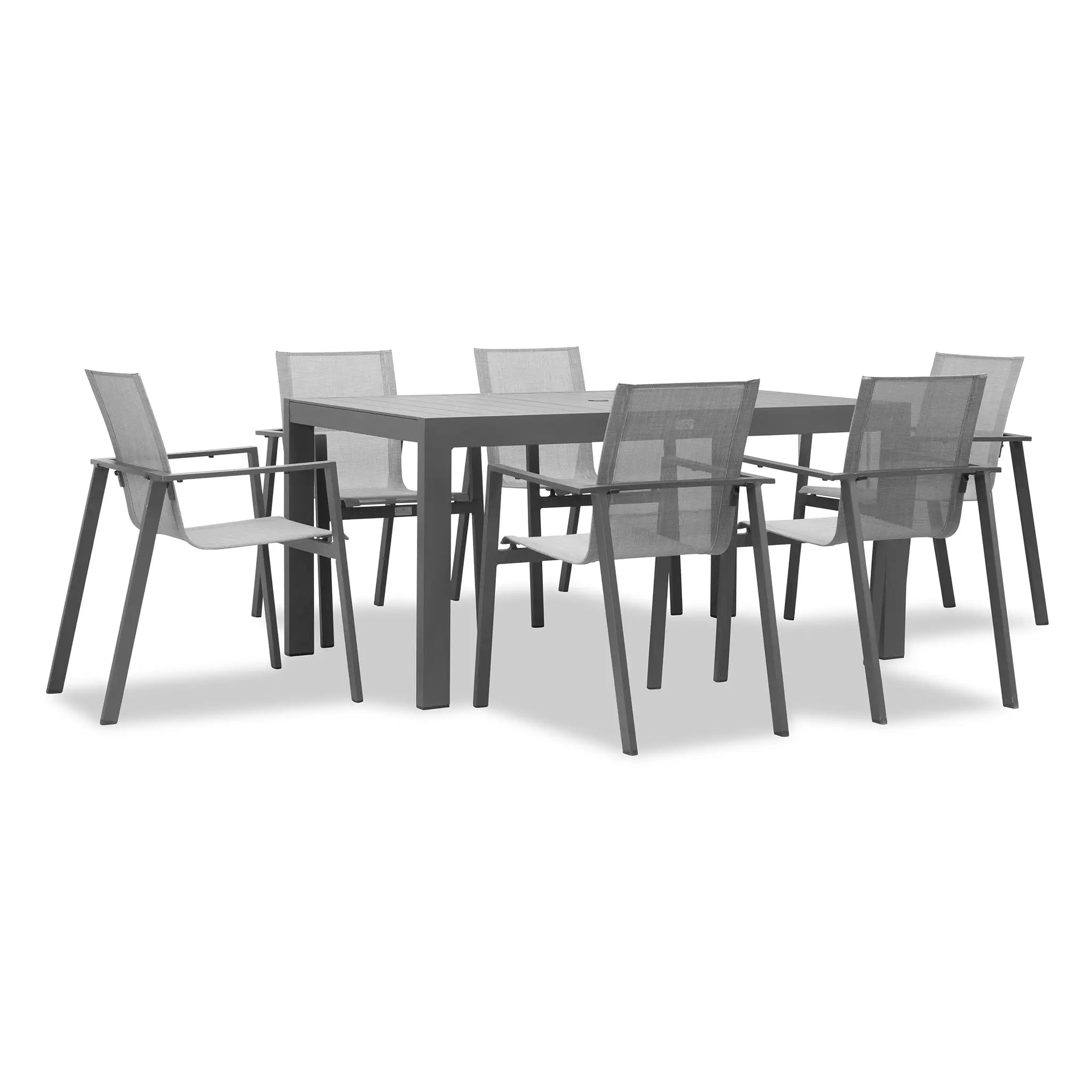 Harmonia Living Lift Classic 6 Seat Aluminum Rectangular Dining Set - Slate/Slate 2