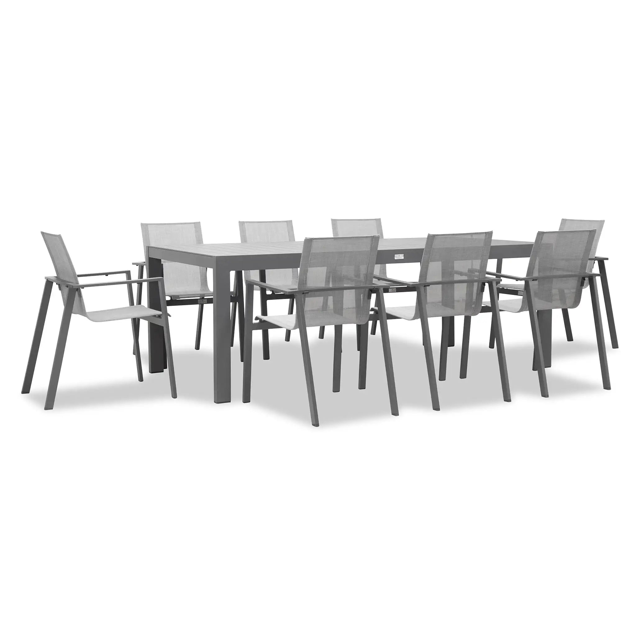 Harmonia Living Lift Classic 8 Seat Aluminum Rectangular Dining Set - Slate/Slate 2