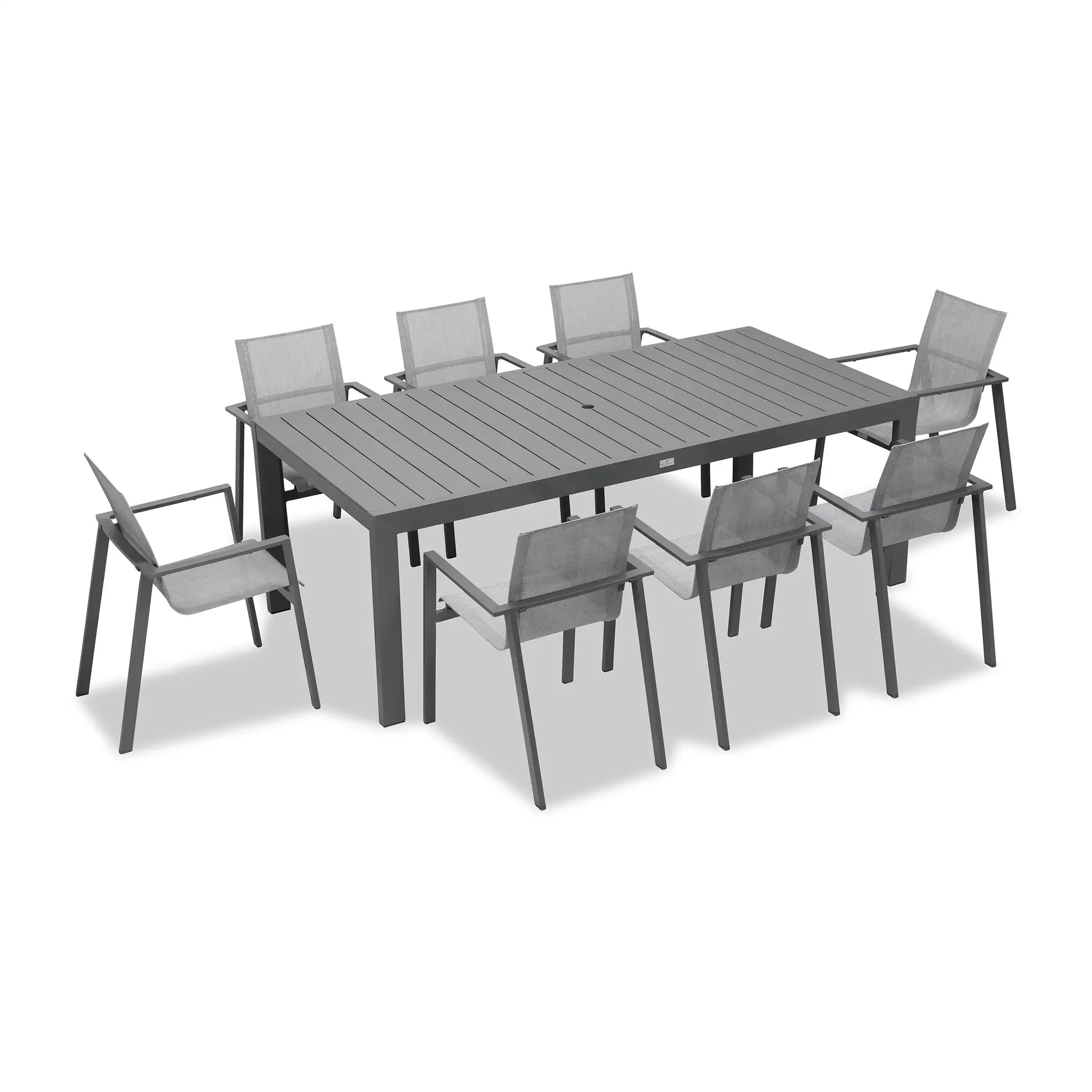 Harmonia Living Lift Classic 8 Seat Aluminum Rectangular Dining Set - Slate/Slate 3