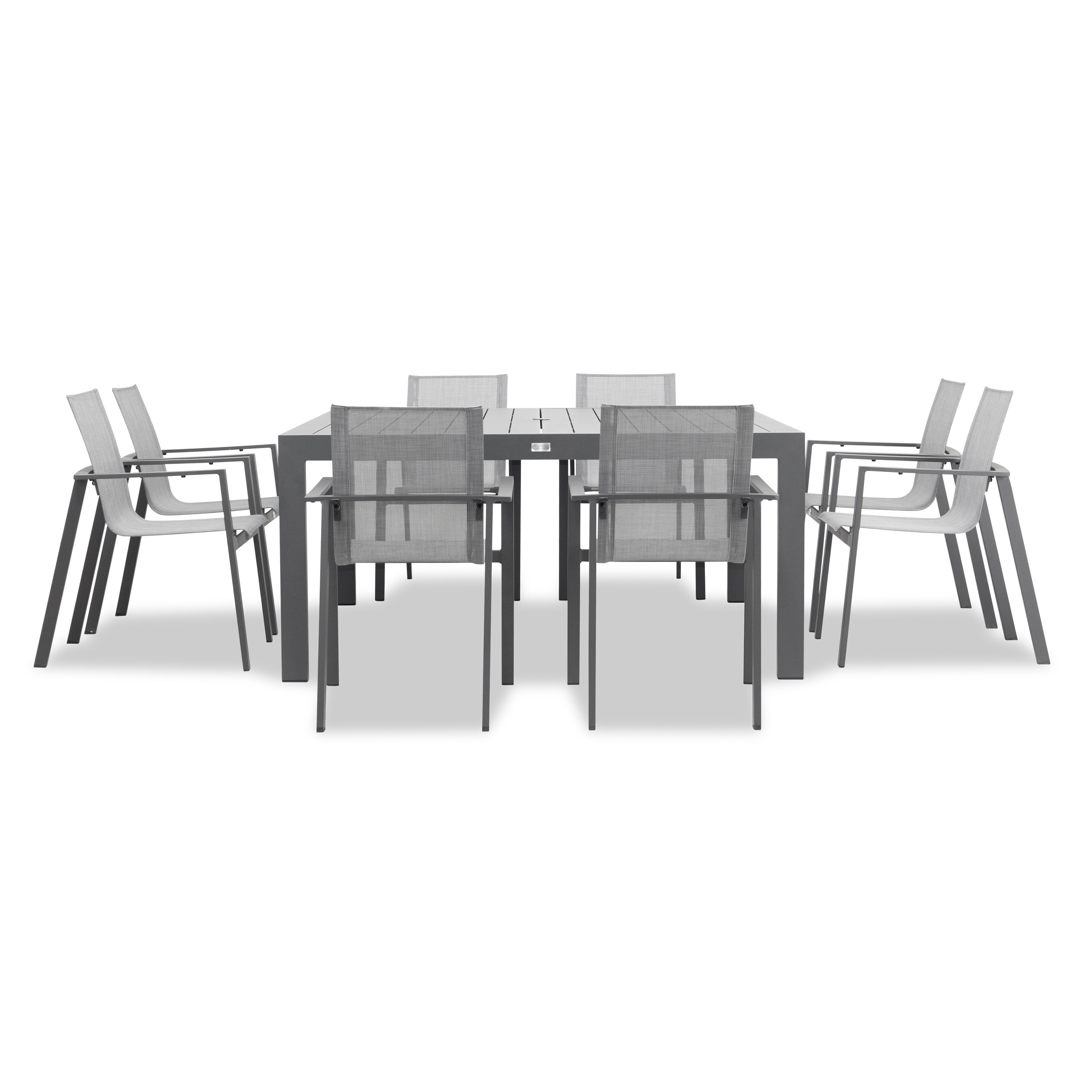 Lift Classic 8 Seat Aluminum Square Dining Set#Finish_Slate