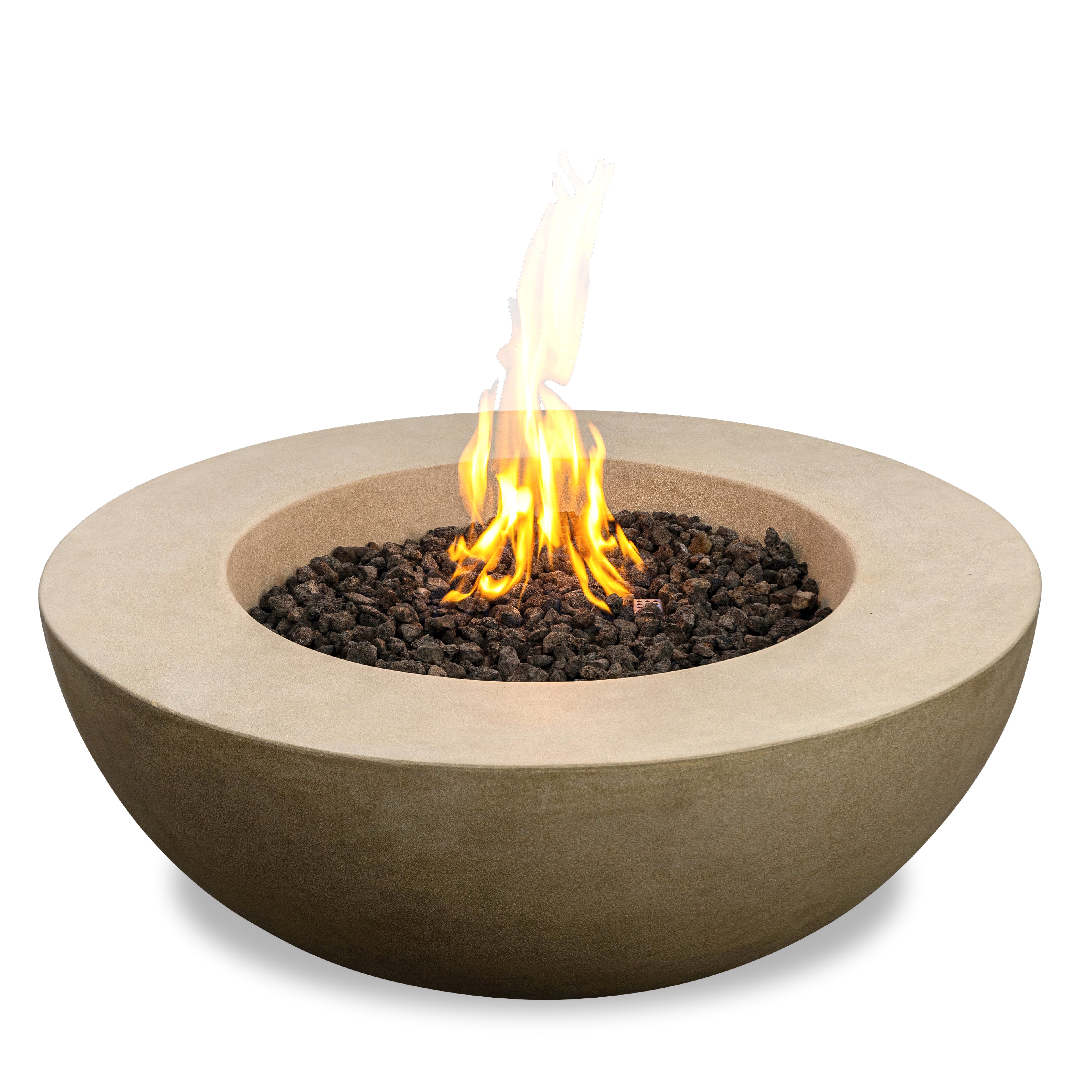 Mason 42" Round Bowl Concrete Natural Gas Fire Pit with Push Button Ignition#Finish_Sand