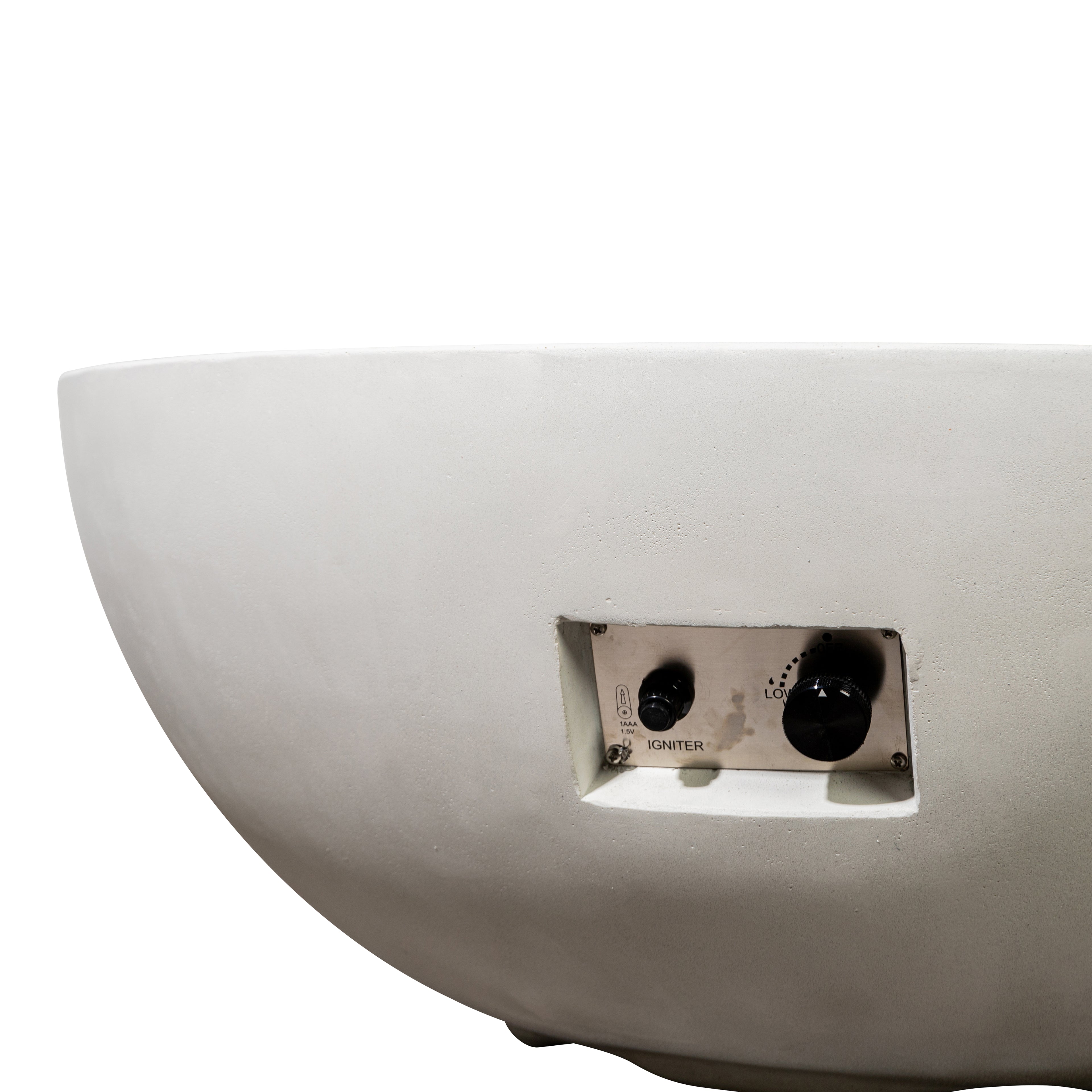 Mason 42" Round Bowl Concrete Natural Gas Fire Pit with Push Button Ignition - White