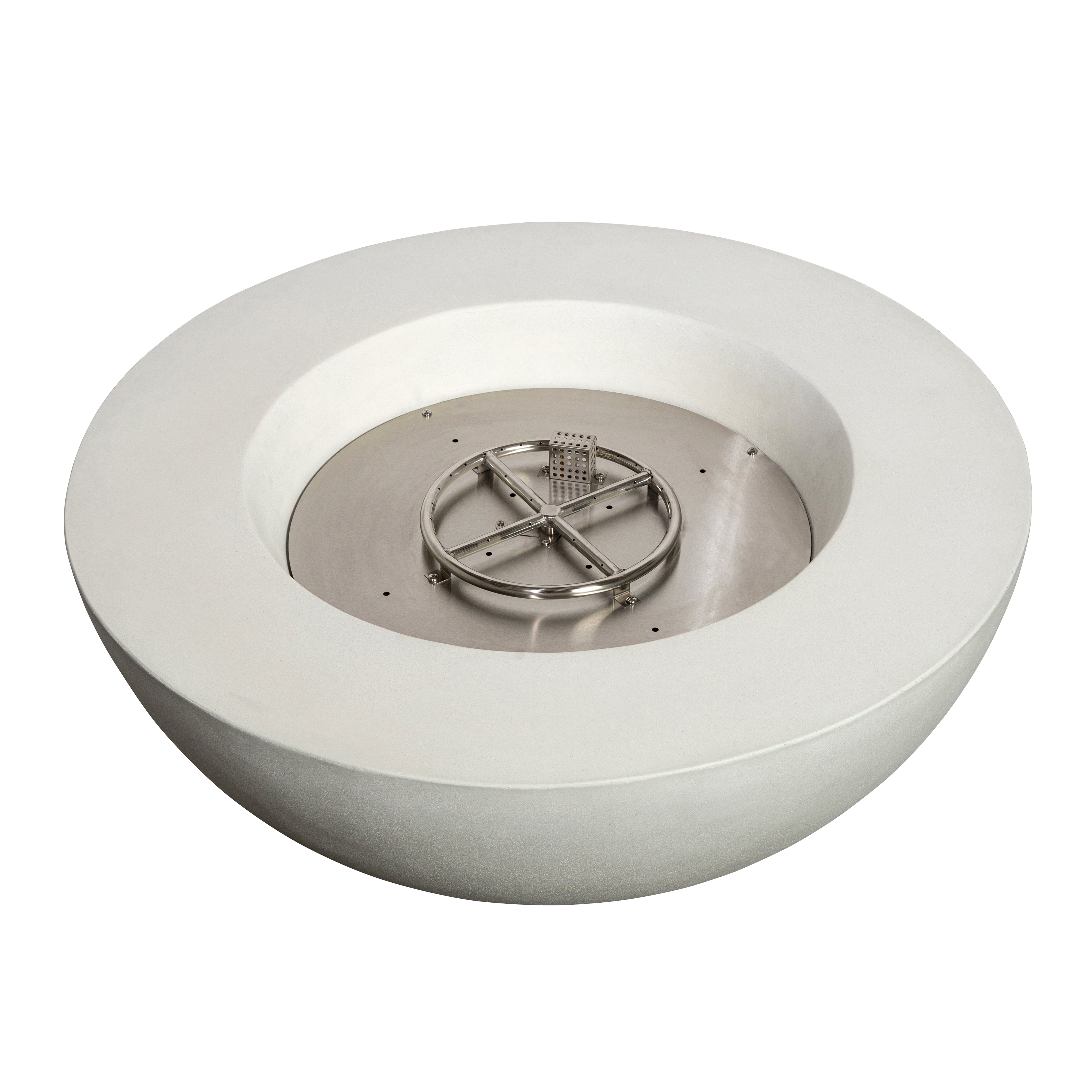 Mason 42" Round Bowl Concrete Natural Gas Fire Pit with Push Button Ignition - White