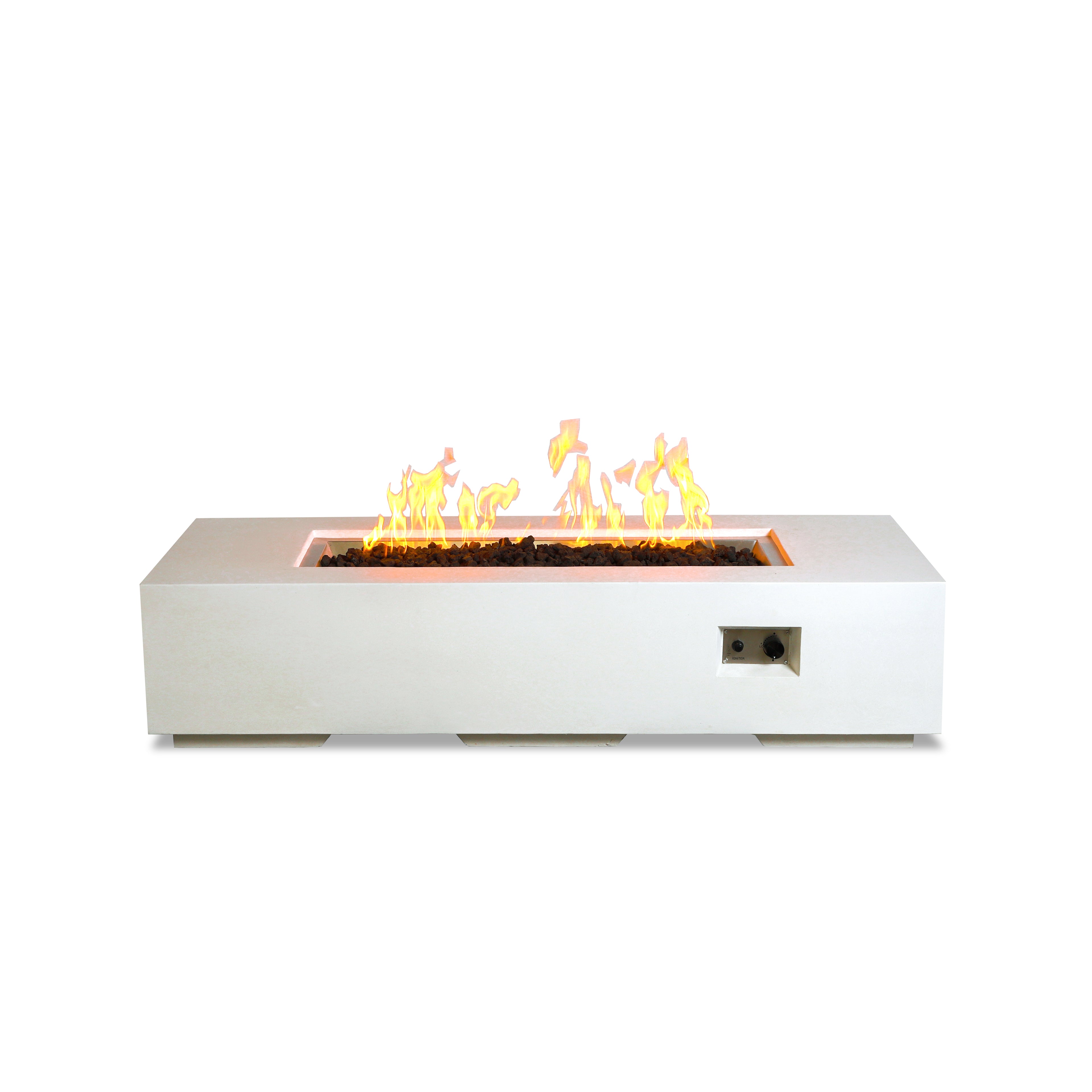 Mason 72" Rectangular Gas Fire Pit#Finish_Stone White