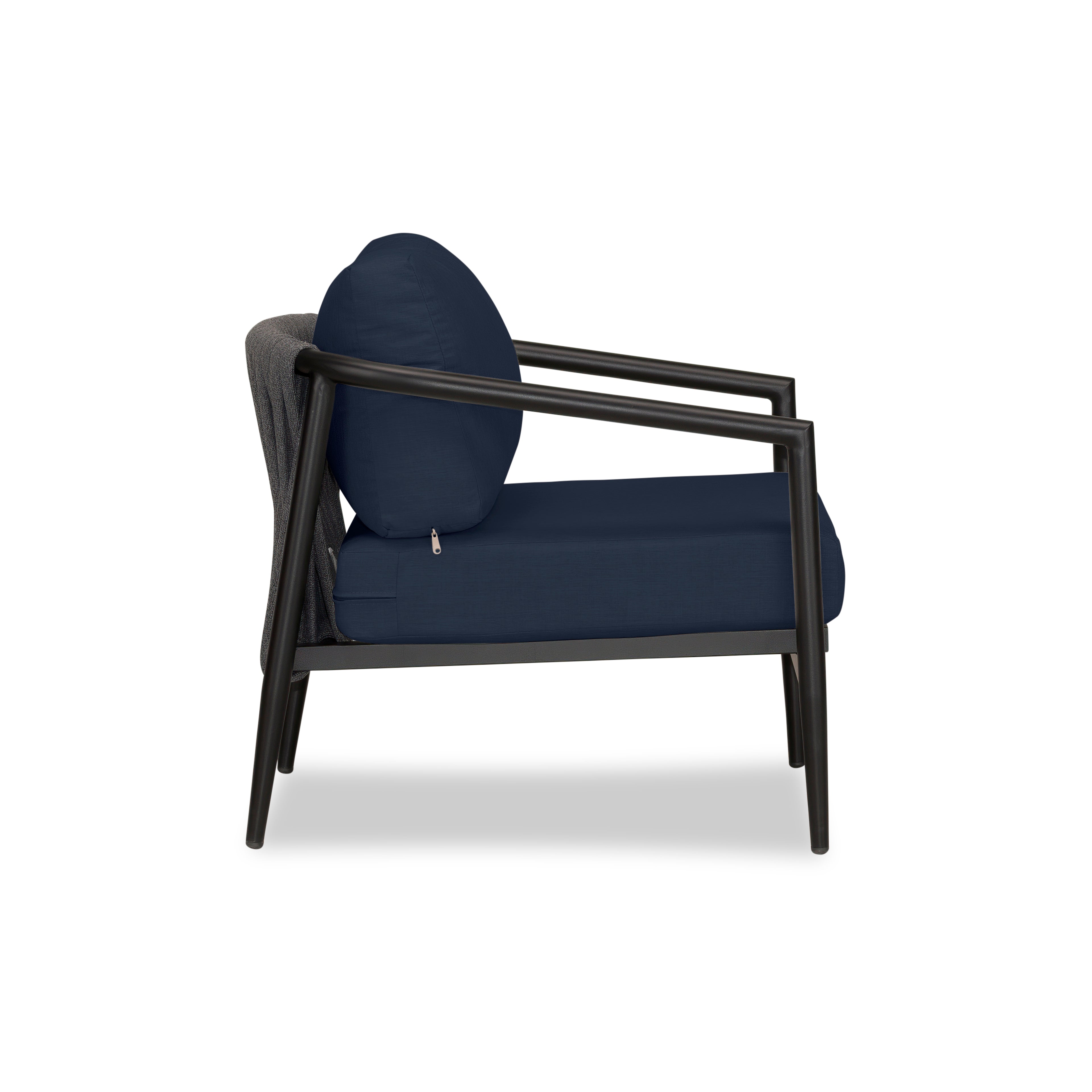 Olio Club Chair#Finish_Black#Fabric_Spectrum Indigo