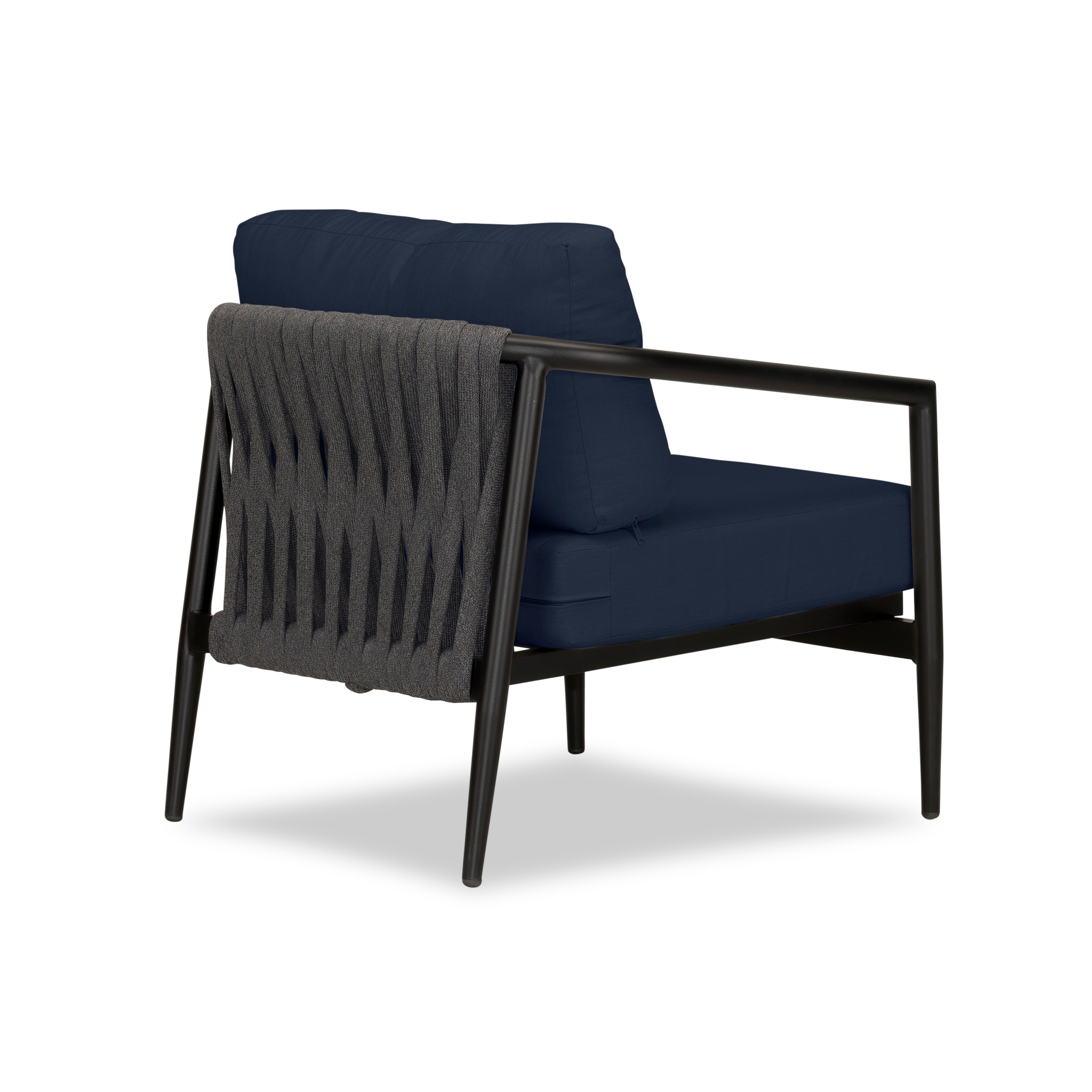 Olio Club Chair#Finish_Black#Fabric_Spectrum Indigo