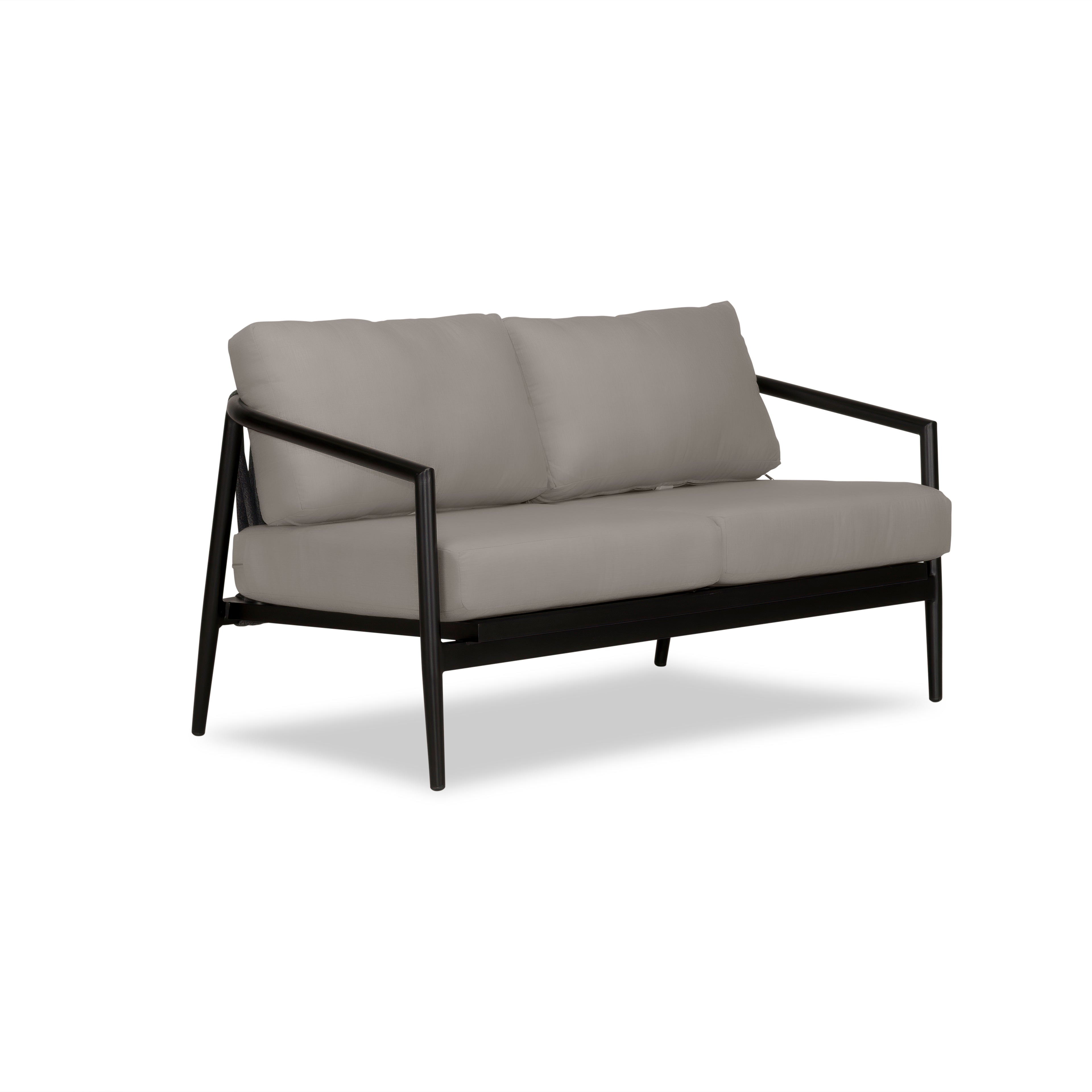 Olio Loveseat#Finish_Black#Fabric_Canvas Charcoal