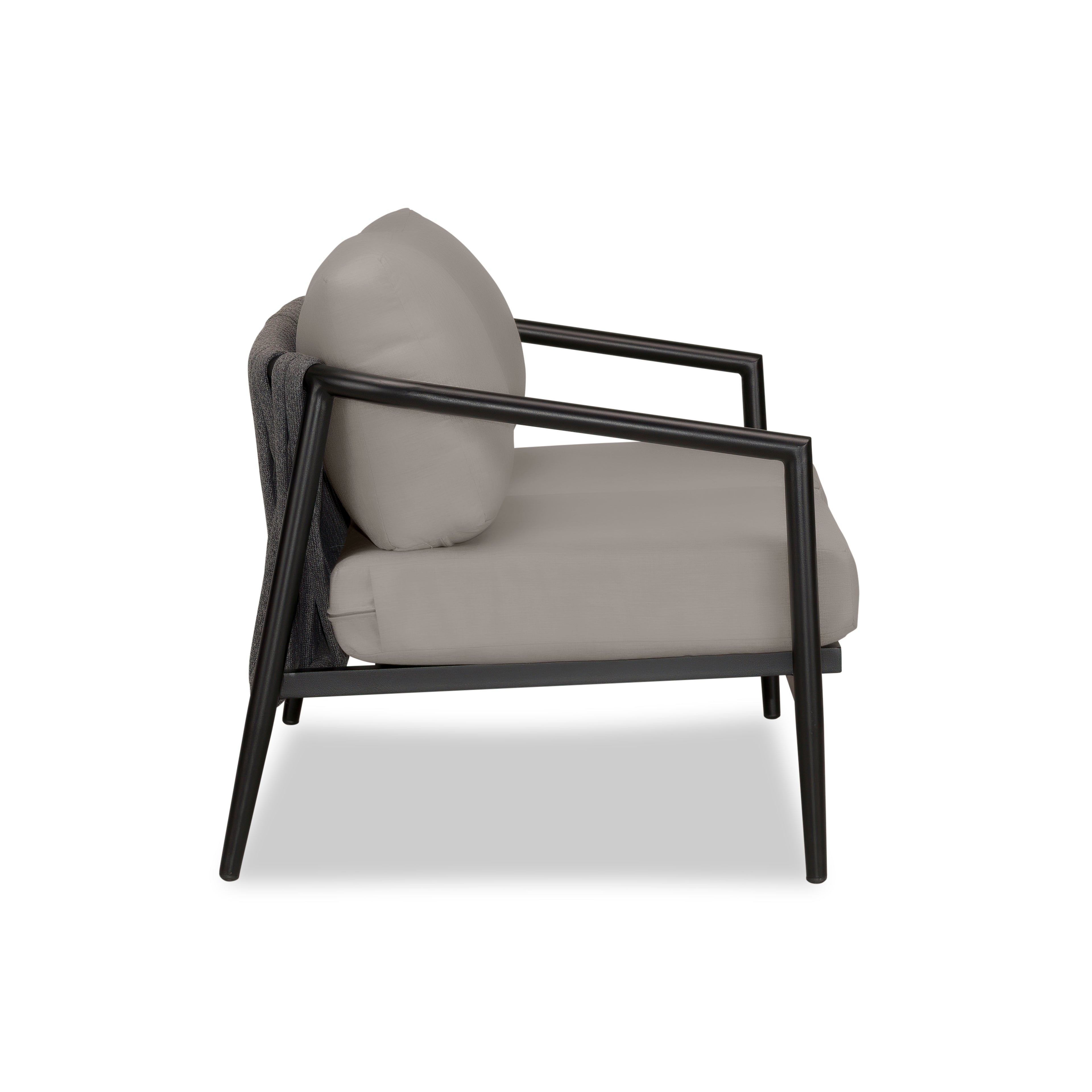 Olio Loveseat#Finish_Black#Fabric_Canvas Charcoal