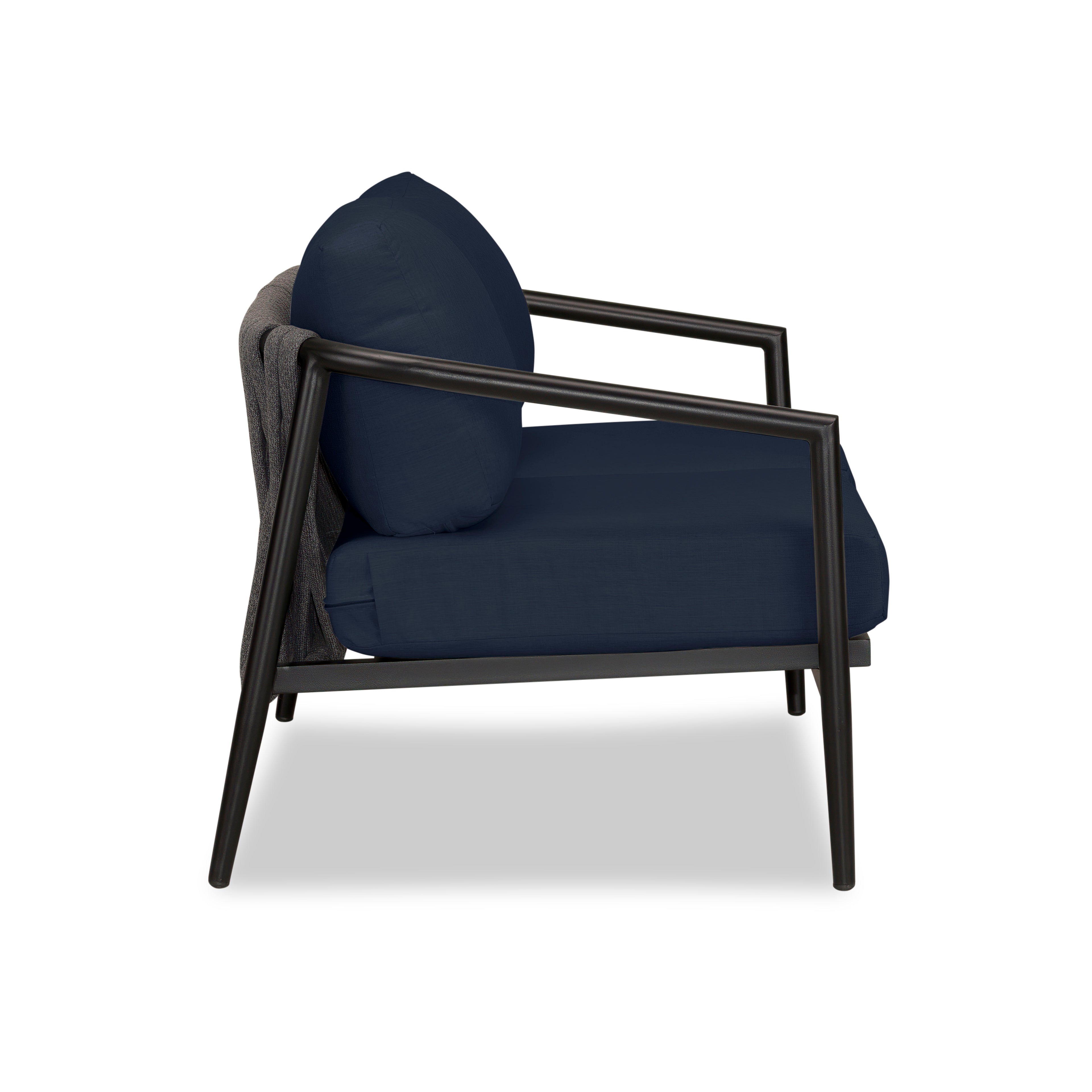 Olio Loveseat#Finish_Black#Fabric_Spectrum Indigo