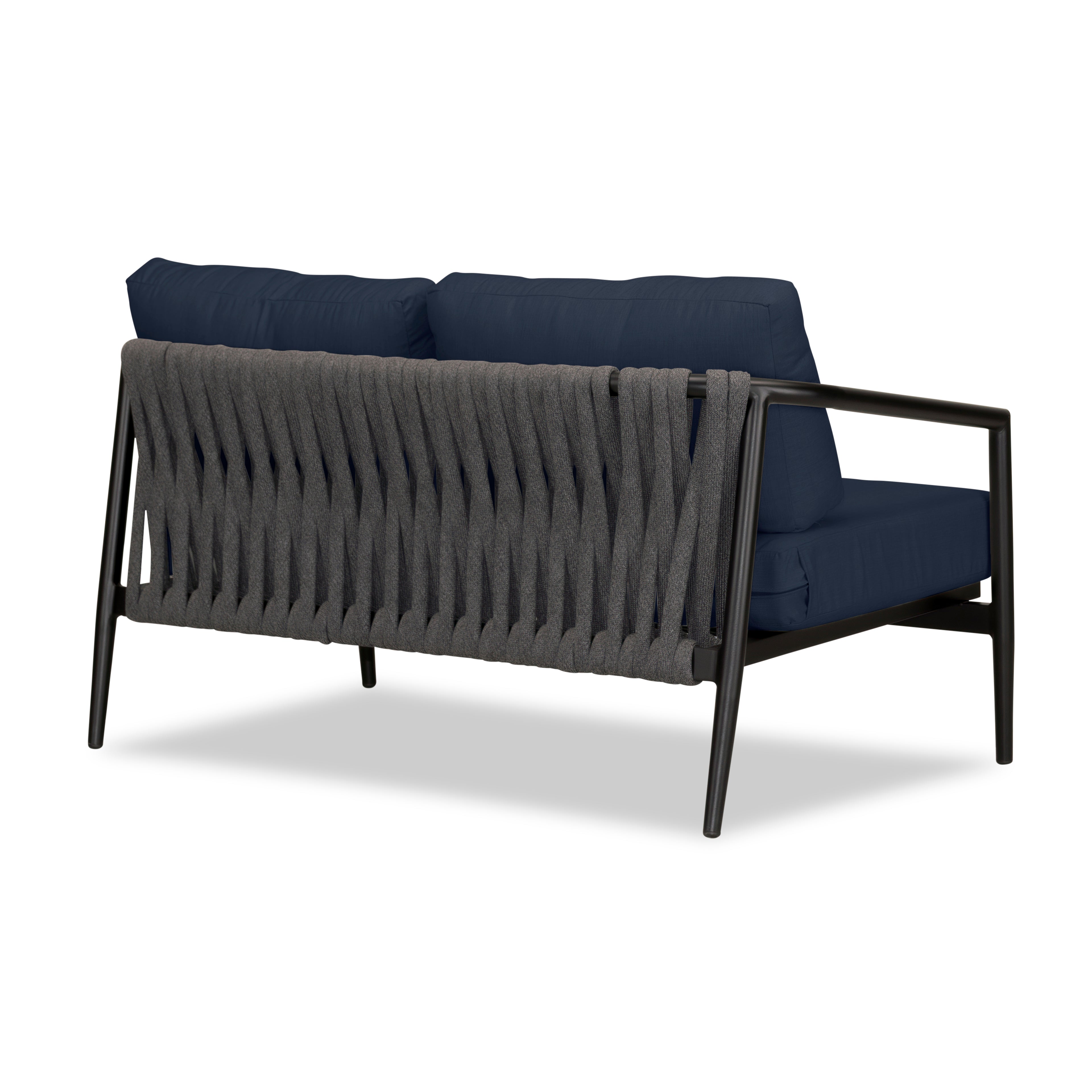 Olio Loveseat#Finish_Black#Fabric_Spectrum Indigo