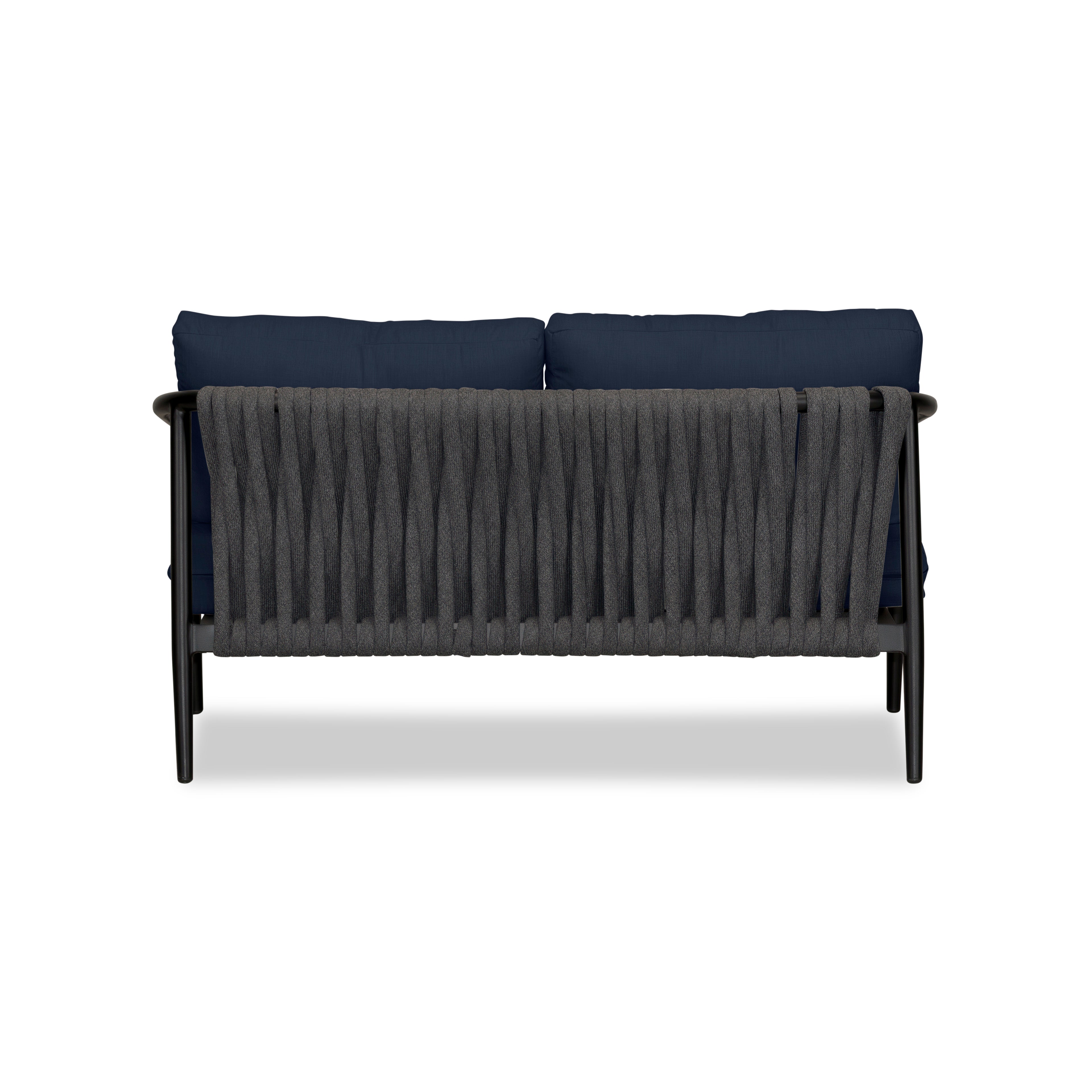 Olio Loveseat#Finish_Black#Fabric_Spectrum Indigo