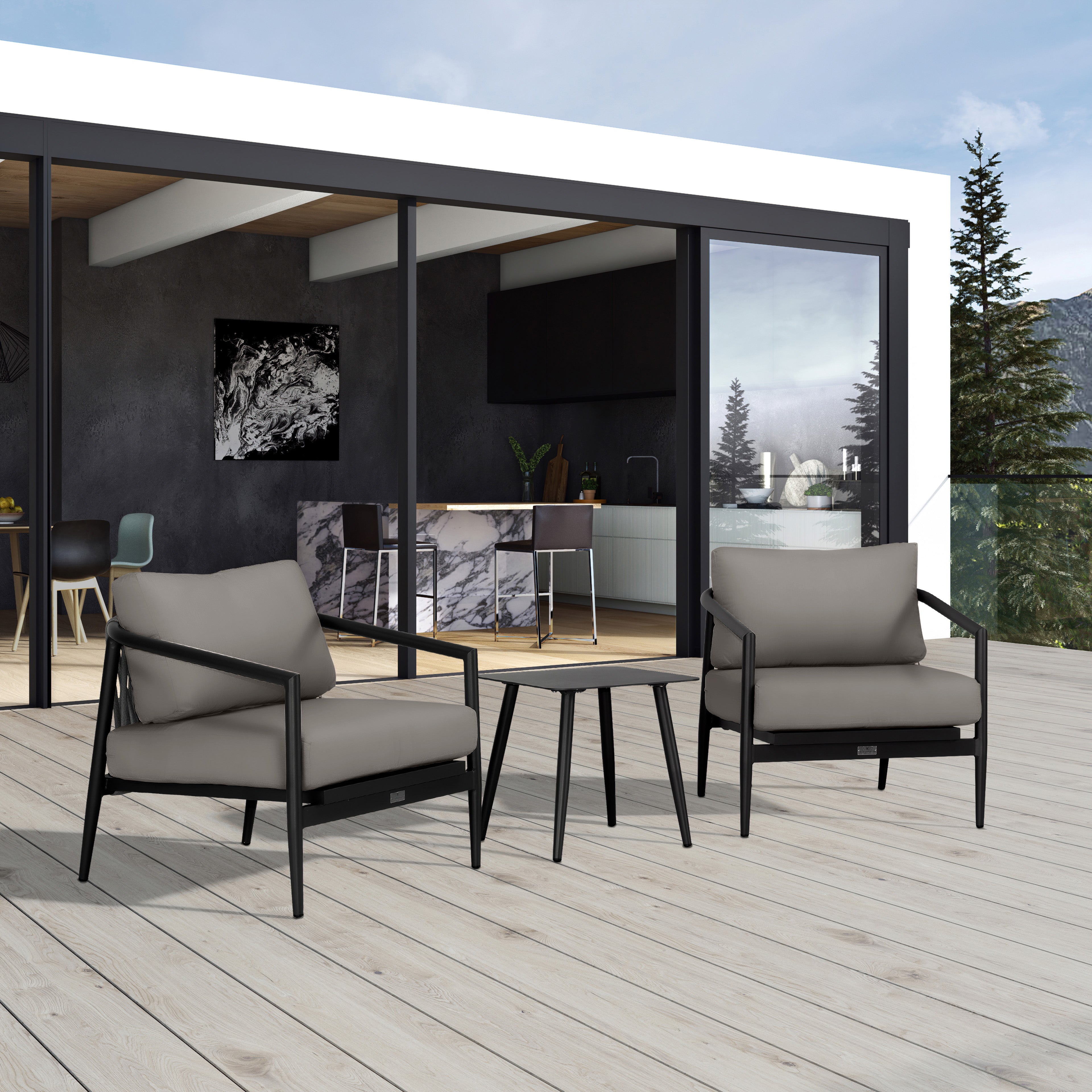 Olio 3 Piece Club Chair Set#Finish_Black#Fabric_Canvas Charcoal