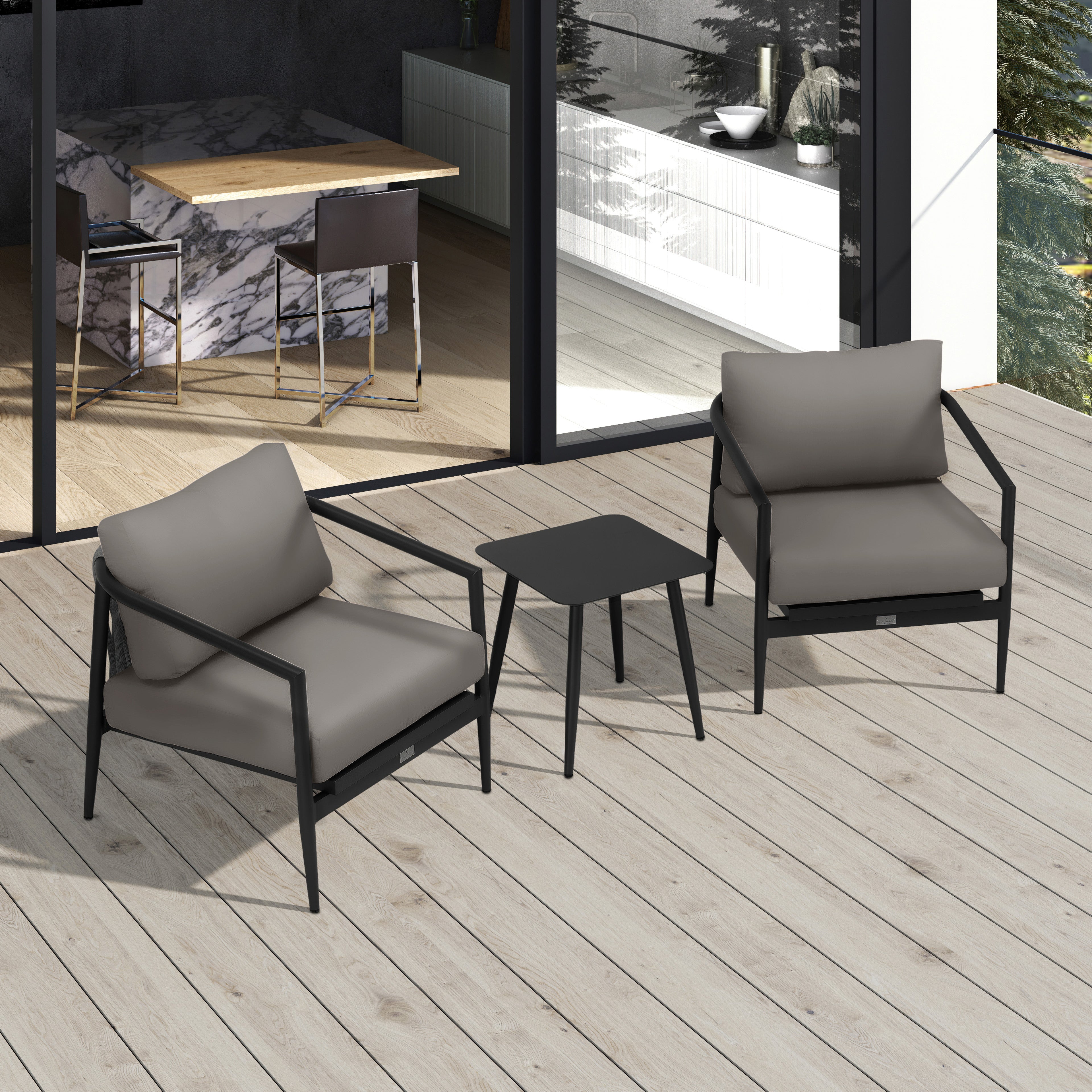 Olio 3 Piece Club Chair Set#Finish_Black#Fabric_Canvas Charcoal
