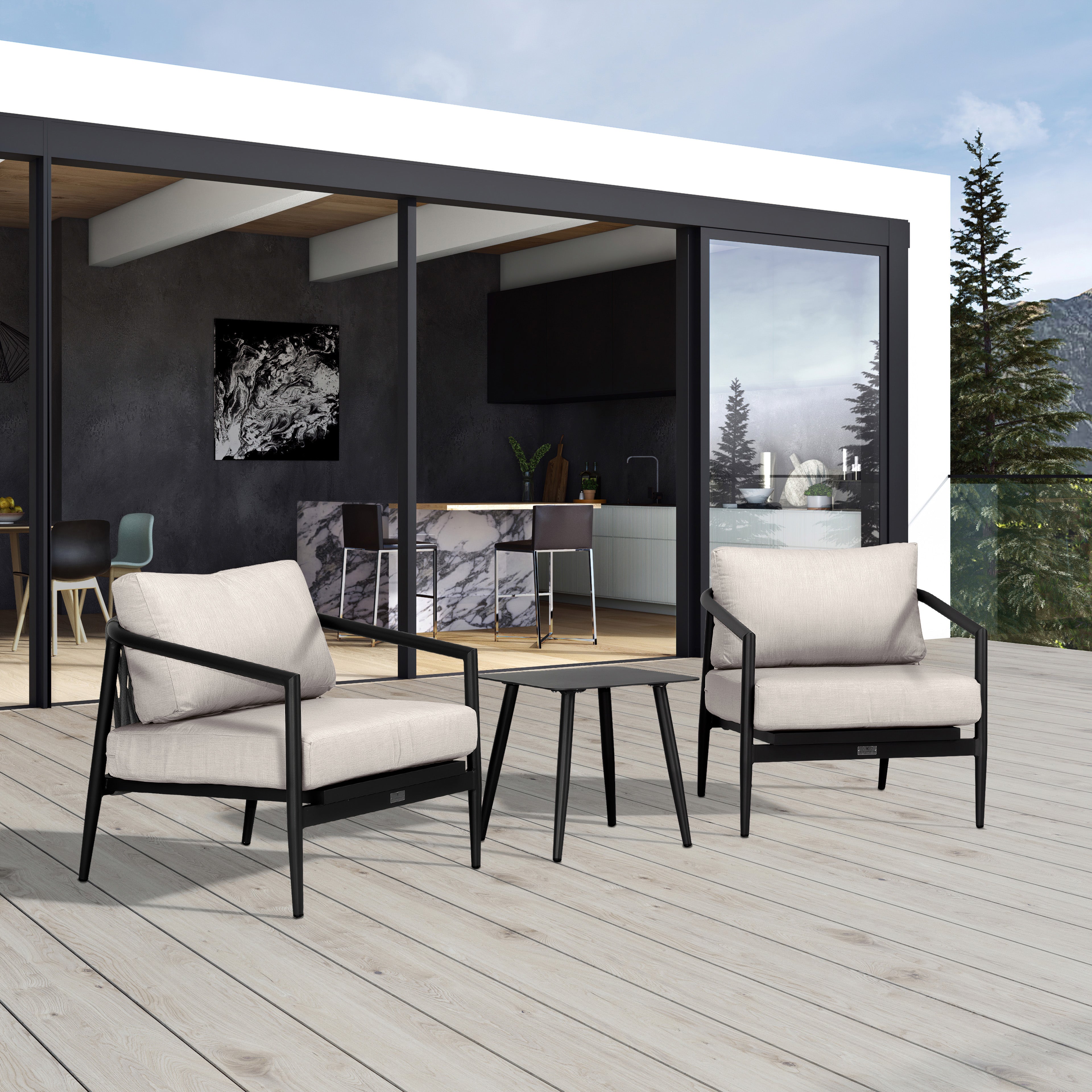 Olio 3 Piece Club Chair Set#Finish_Black#Fabric_Cast Silver