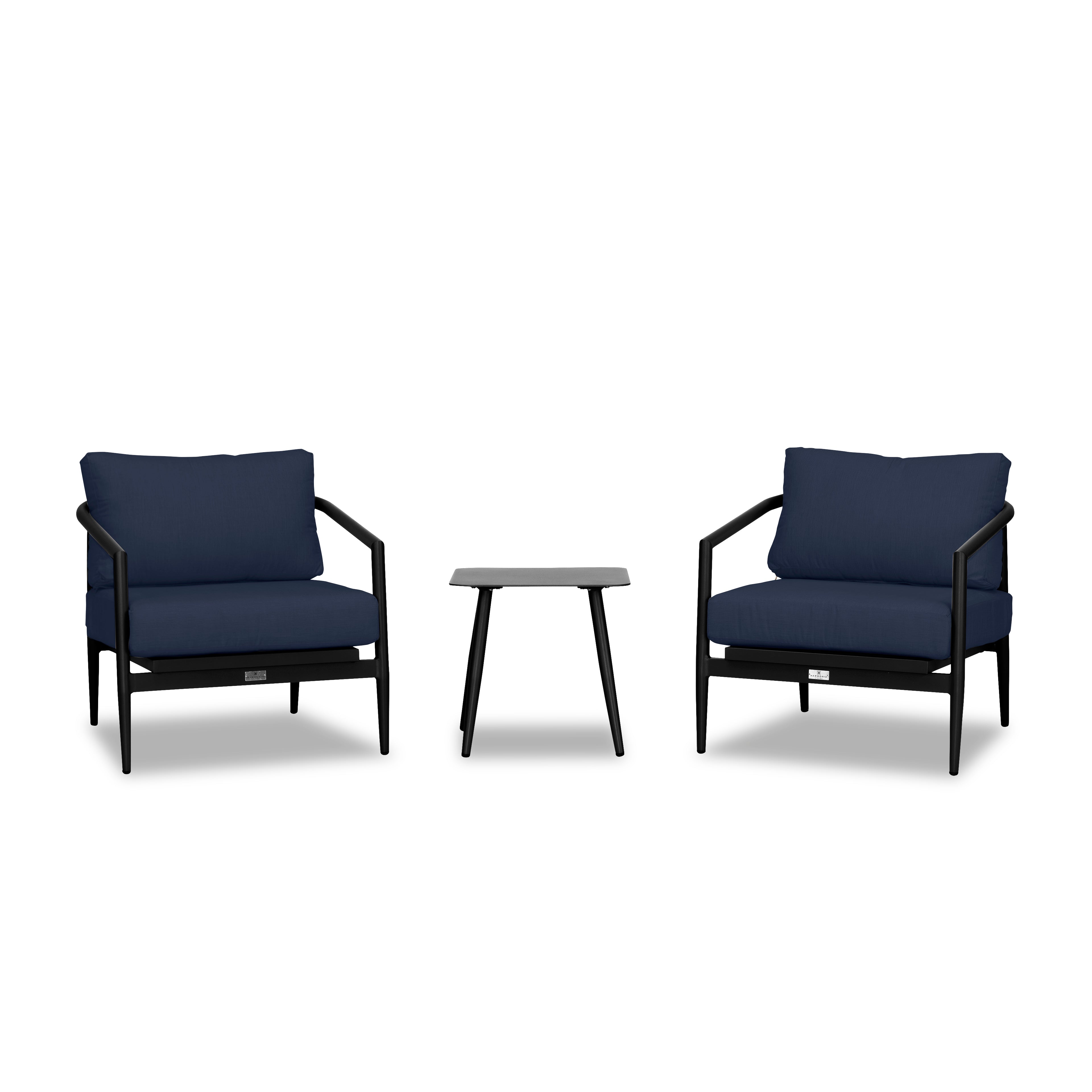 Olio 3 Piece Club Chair Set#Finish_Black#Fabric_Spectrum Indigo