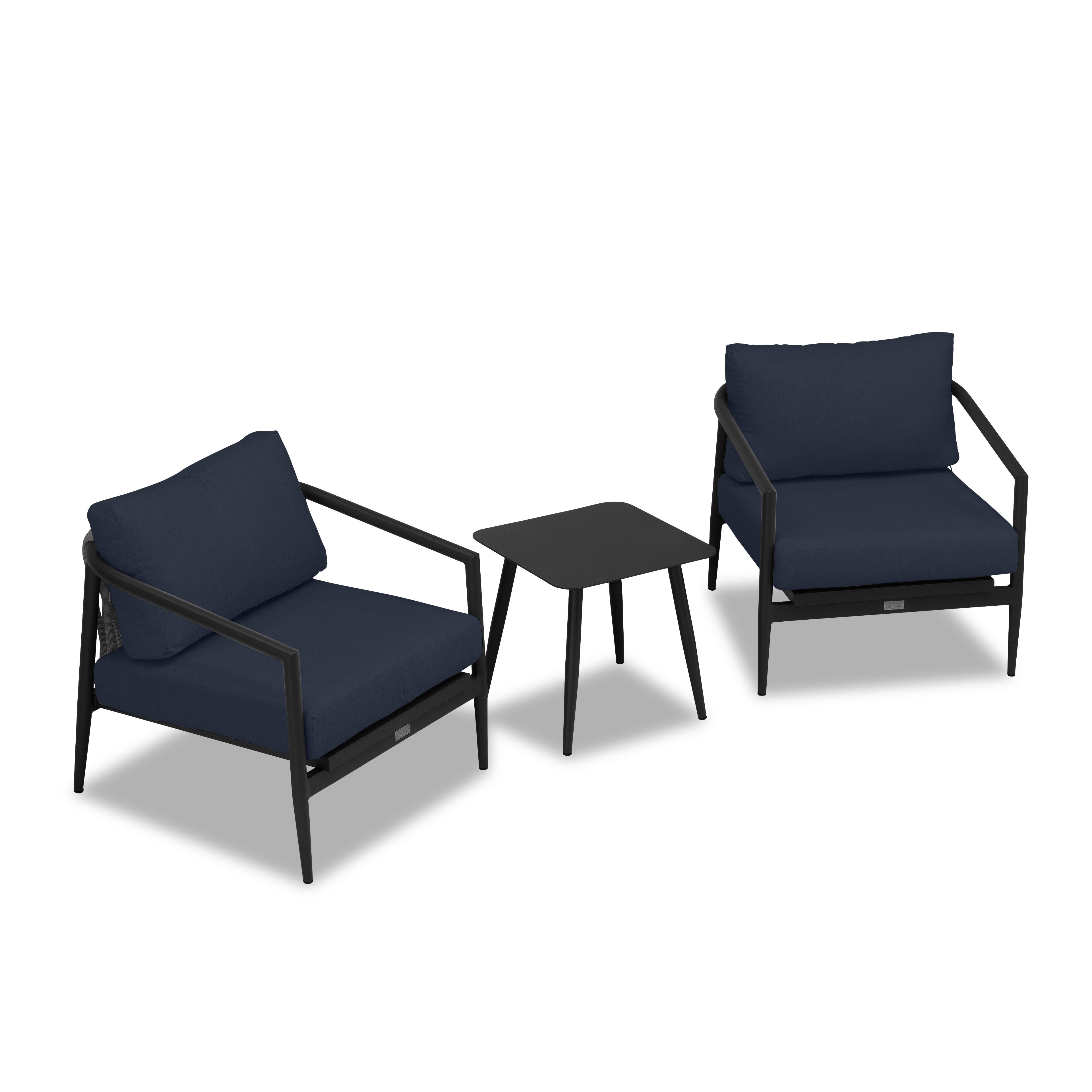 Olio 3 Piece Club Chair Set#Finish_Black#Fabric_Spectrum Indigo