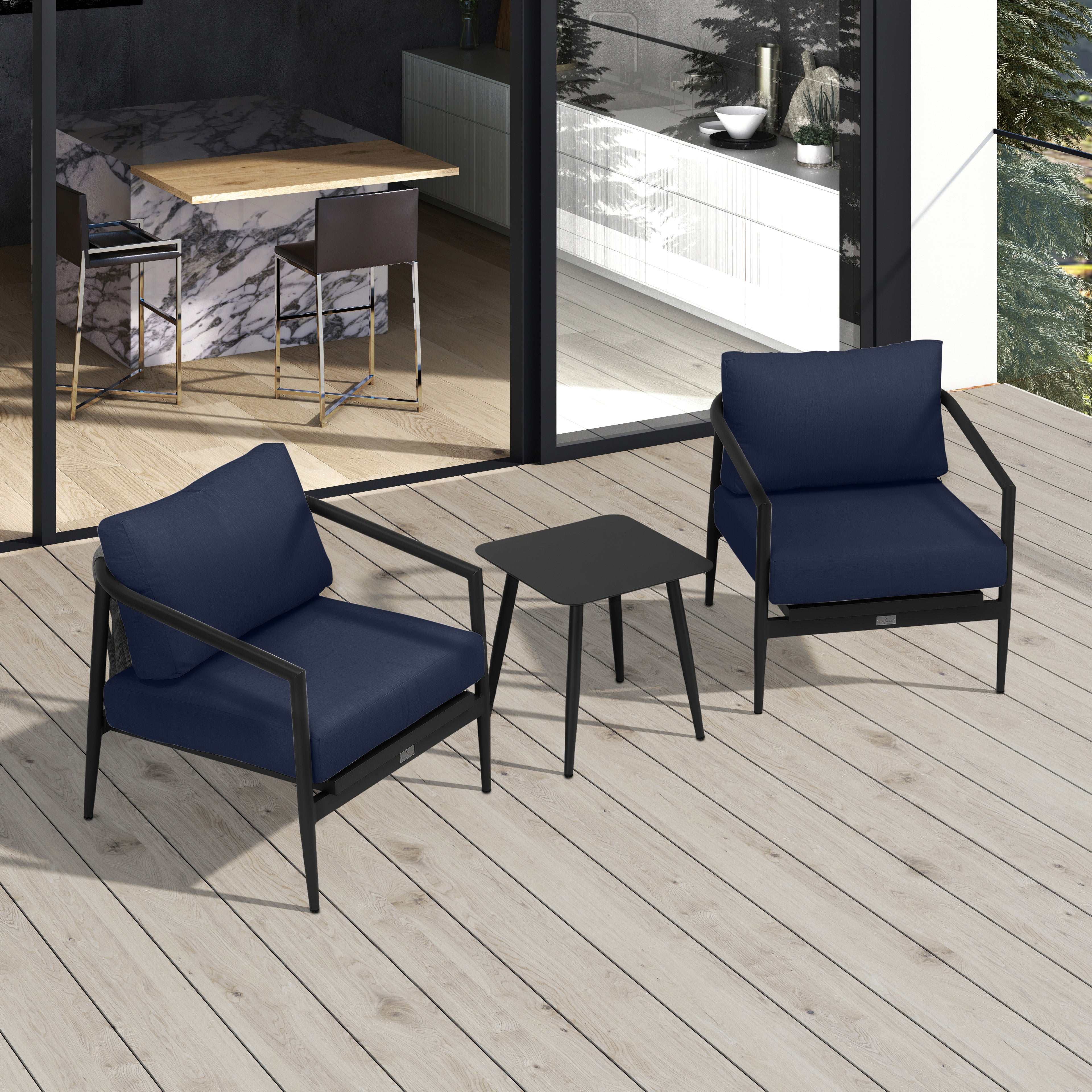 Olio 3 Piece Club Chair Set#Finish_Black#Fabric_Spectrum Indigo