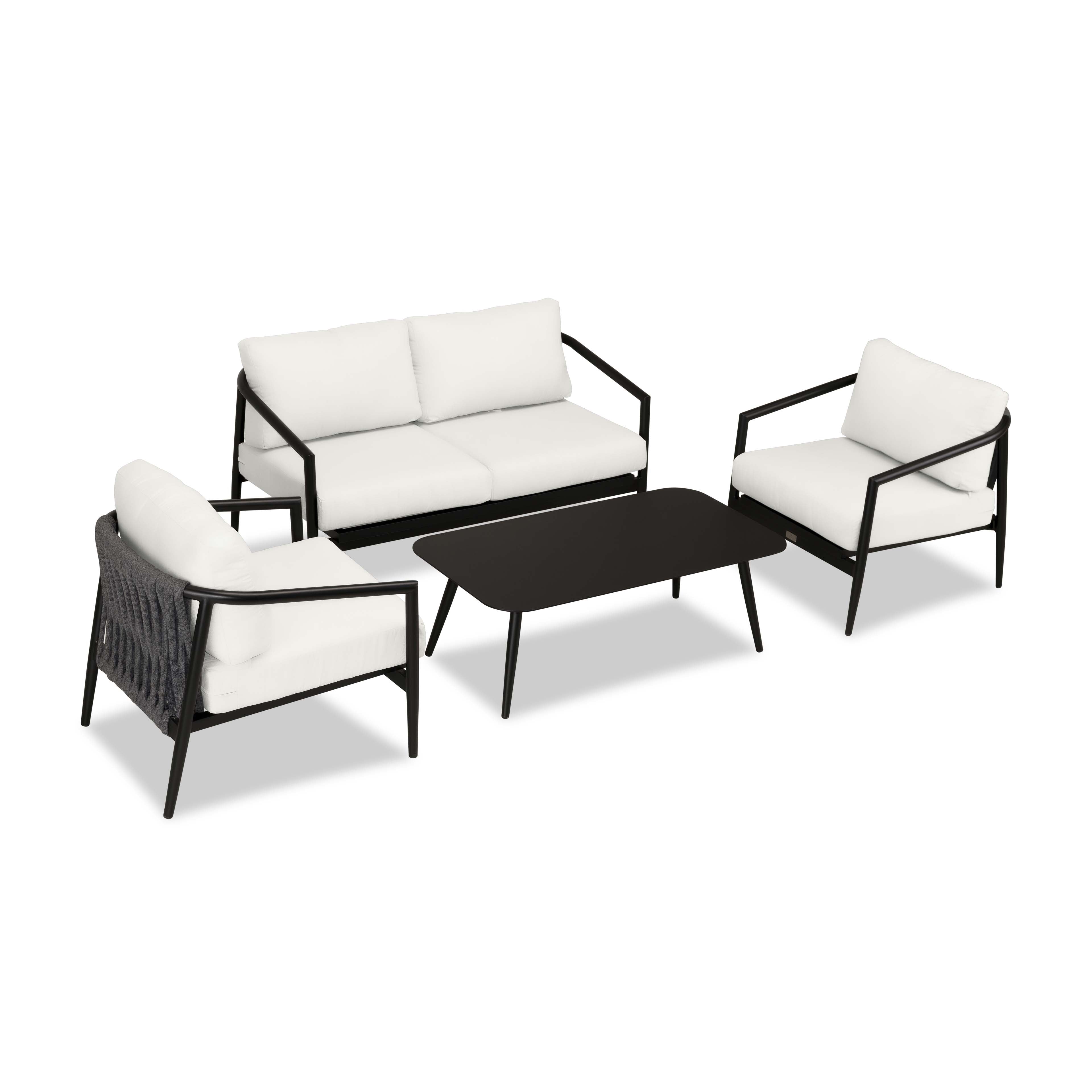Olio 4 Piece Loveseat Set#Finish_Black#Fabric_Canvas Natural